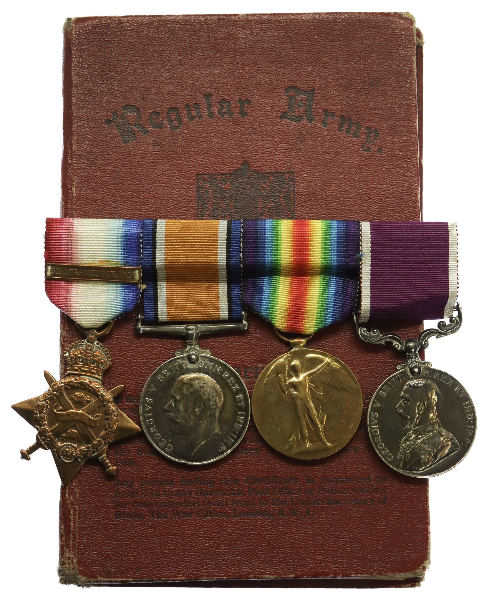 WW1 1914 Mons Star & Bar, British War, Victory and Long Service & Good Conduct Medal Group of Four - Pte. J. Brook, 2nd Bn. York & Lancaster Regiment