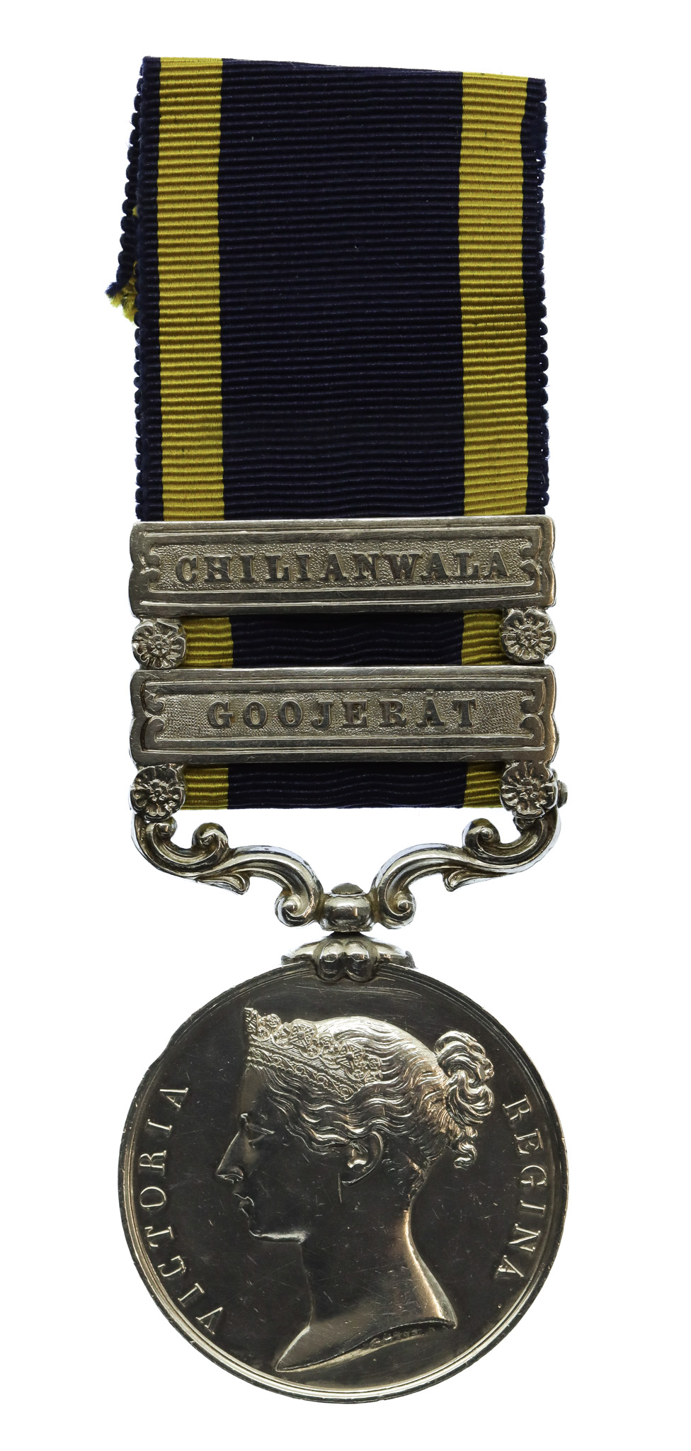 Punjab Medal 1848-49 (2 Clasps - Goojerat, Chilianwala) - J. Pile, 3rd Light Dragoons