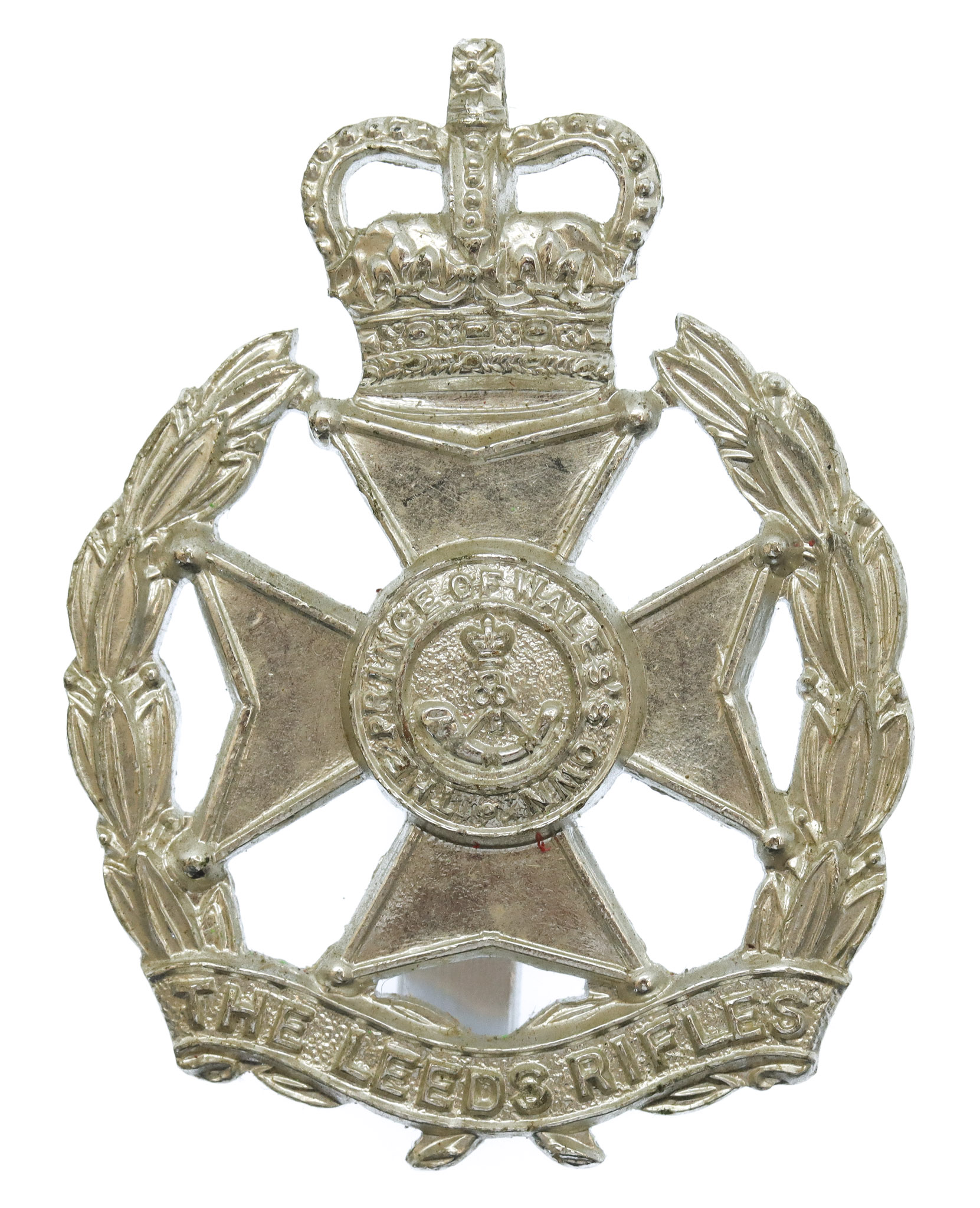 The Leeds Rifles (Prince of Wales's Own) Anodised (Staybrite) Cap Badge