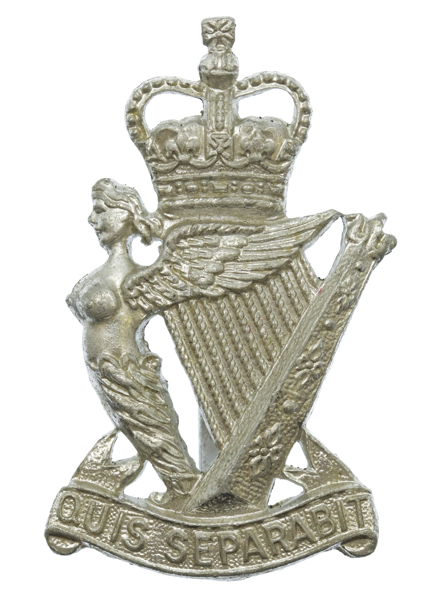 Royal Ulster Rifles Anodised (Staybrite) Cap Badge - Queen's Crown