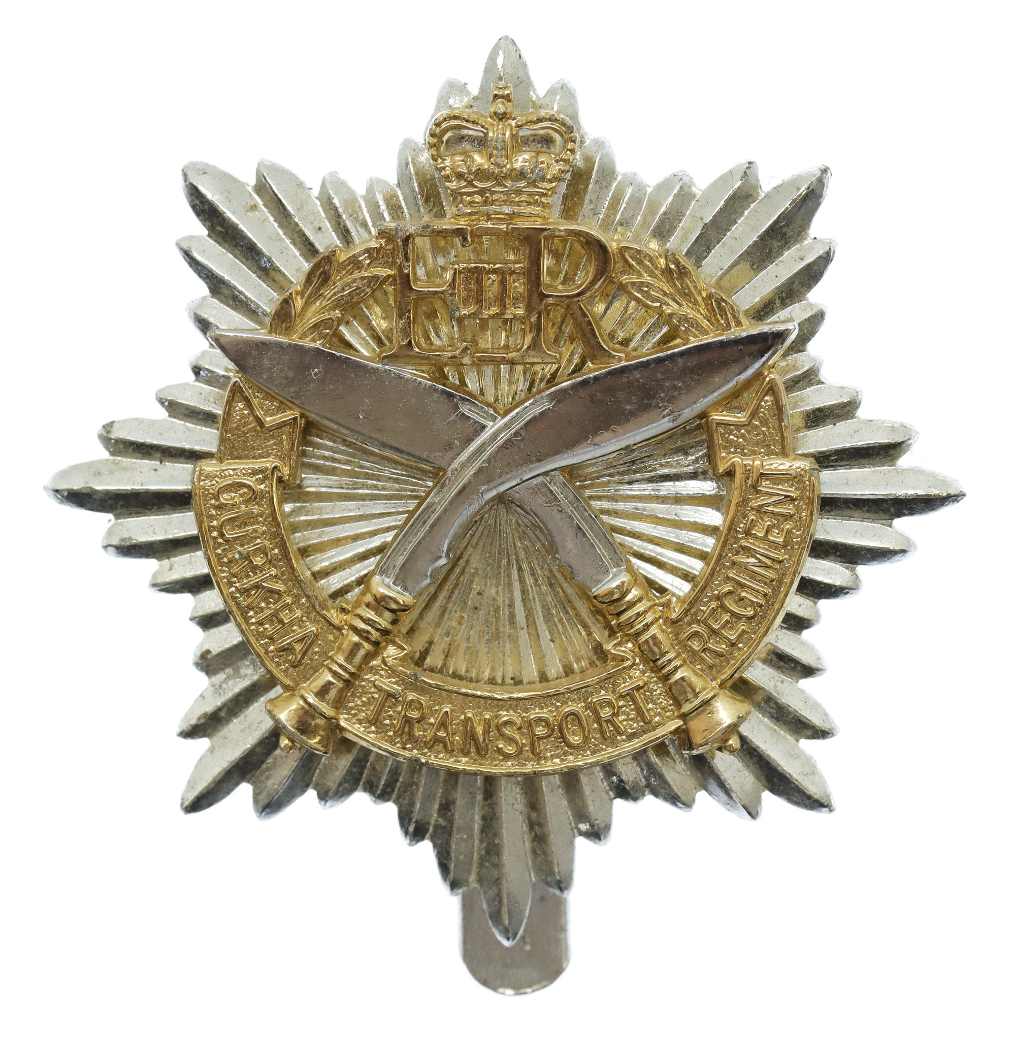 Gurkha Transport Regiment Anodised (Staybrite) Cap Badge - Queens Crown