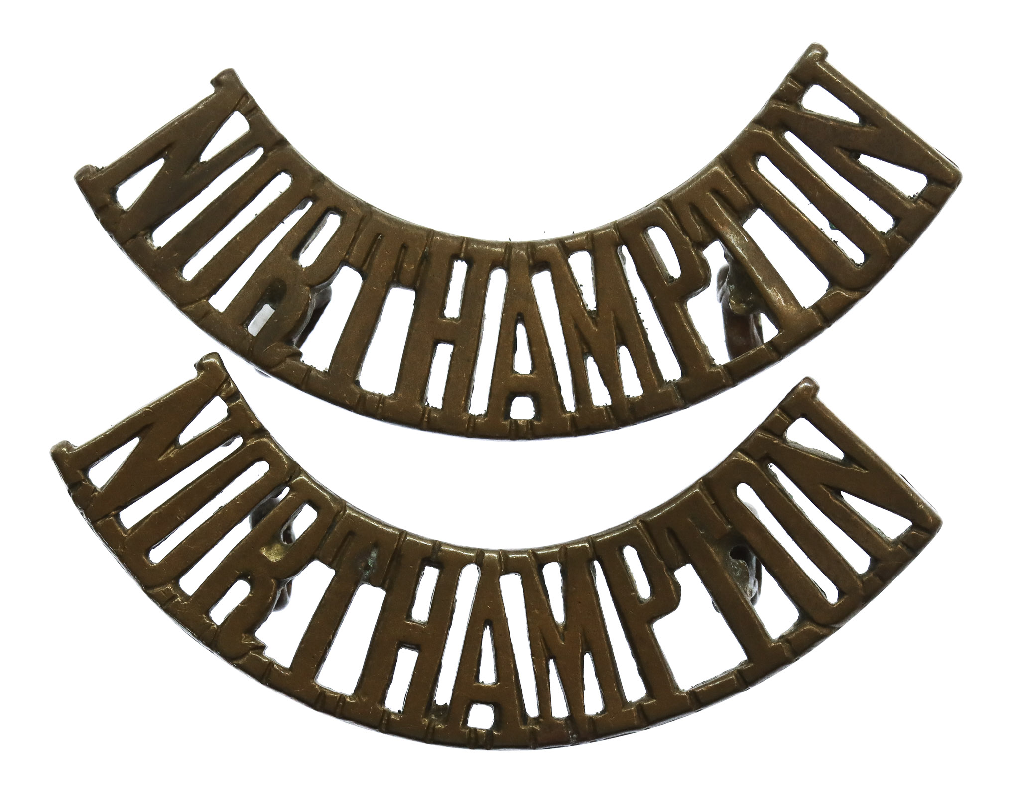 Pair of Northamptonshire Regiment (NORTHAMPTON) Shoulder Titles
