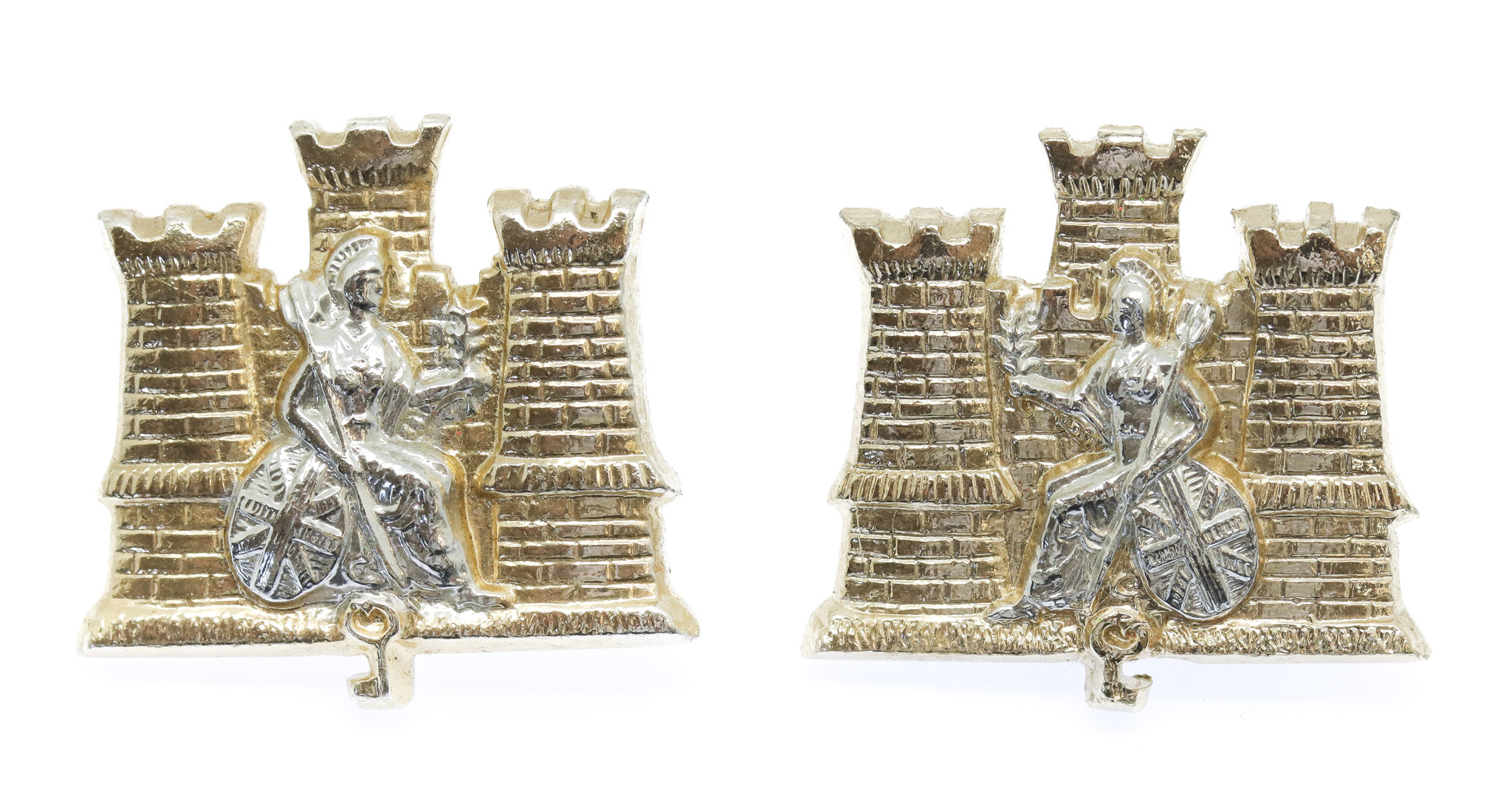 Pair of 1st Bn. Royal Anglian Regiment Anodised (Staybrite) Collar Badges