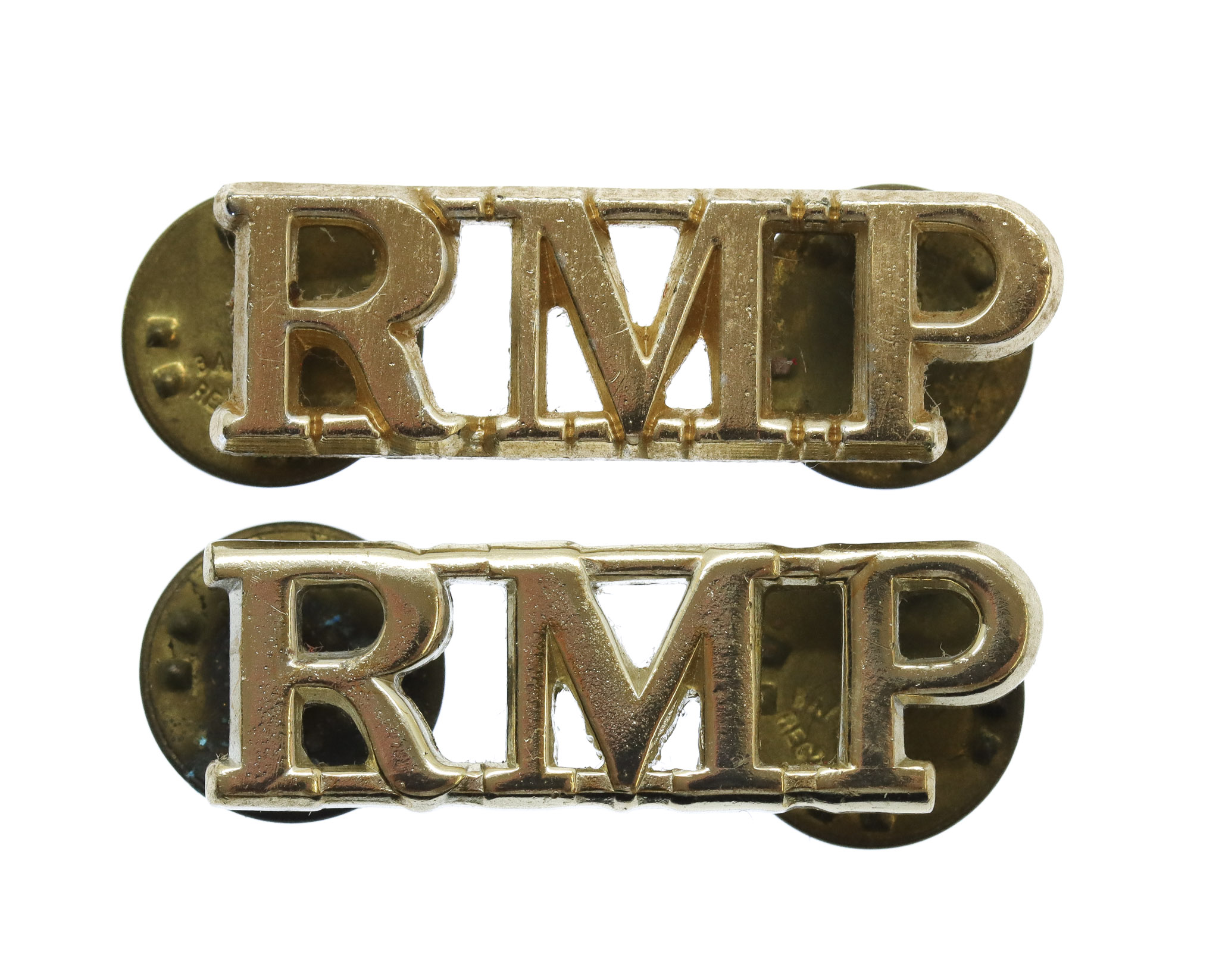 Pair of Royal Military Police (R.M.P.) Anodised (Staybrite) Shoulder Titles