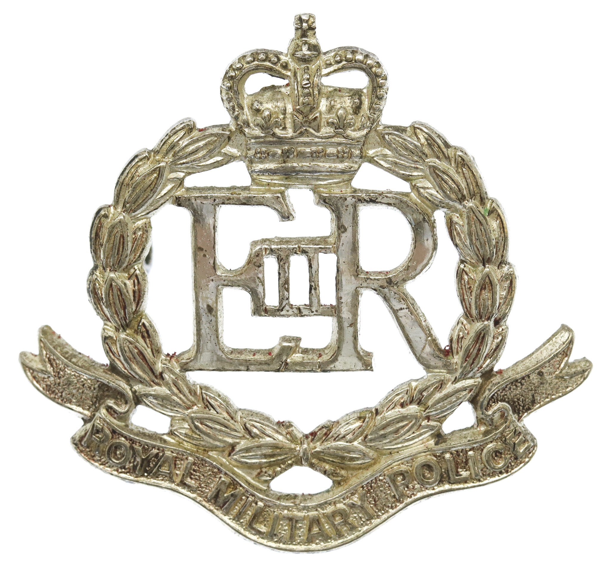 Royal Military Police (R.M.P.) Officer's Silvered Cap Badge
