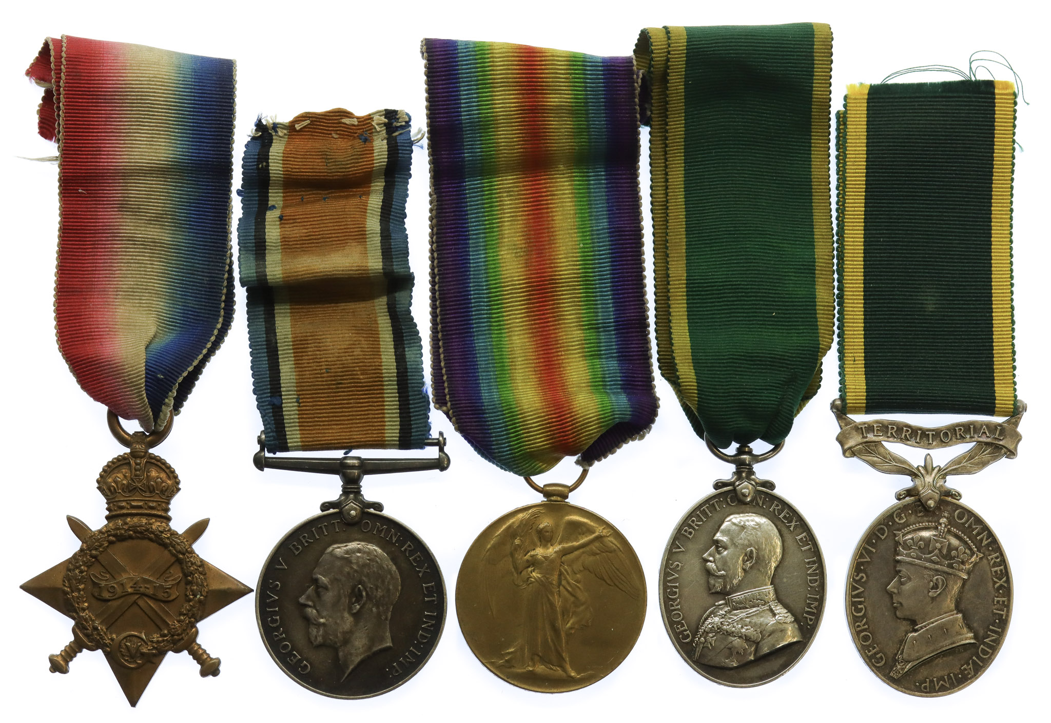 WW11914-15 Star, British War Medal, Victory Medal, T.F.E.M. and T.E.M. Medal Group of Five - Spr. J. Kingston, Royal Engineers