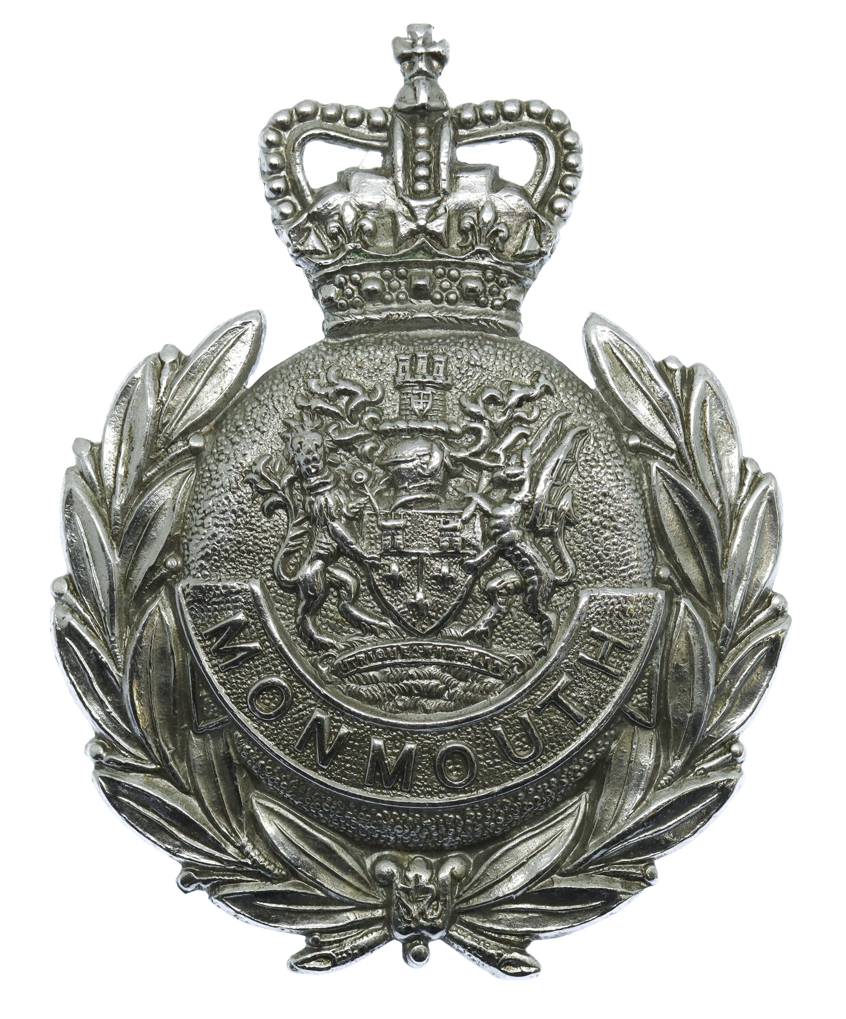 Monmouthshire Constabulary Wreath Helmet Plate - Queen's Crown