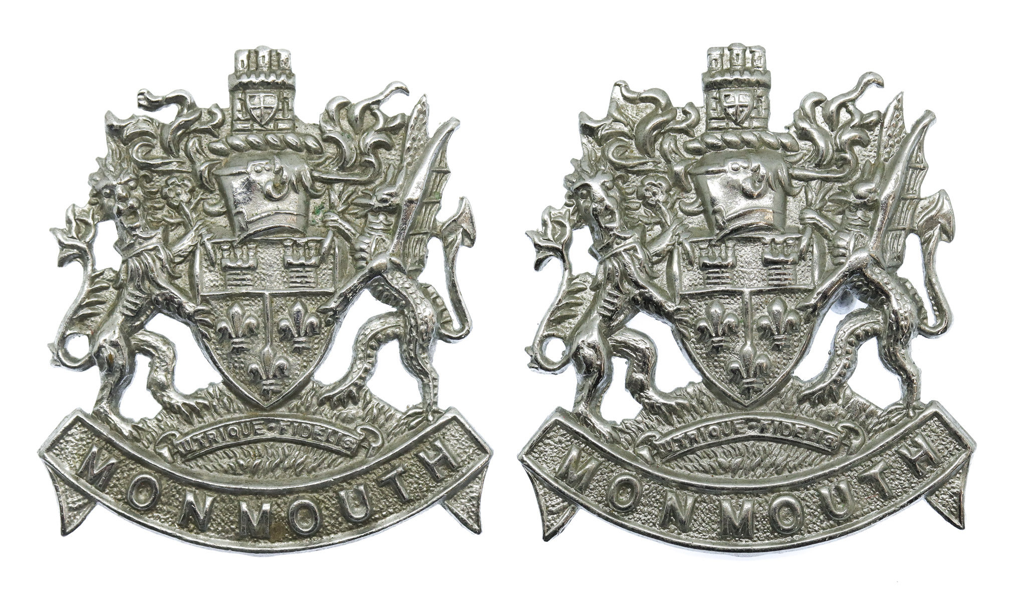 Pair of Monmouthshire Constabulary Collar/Epaulette Badges