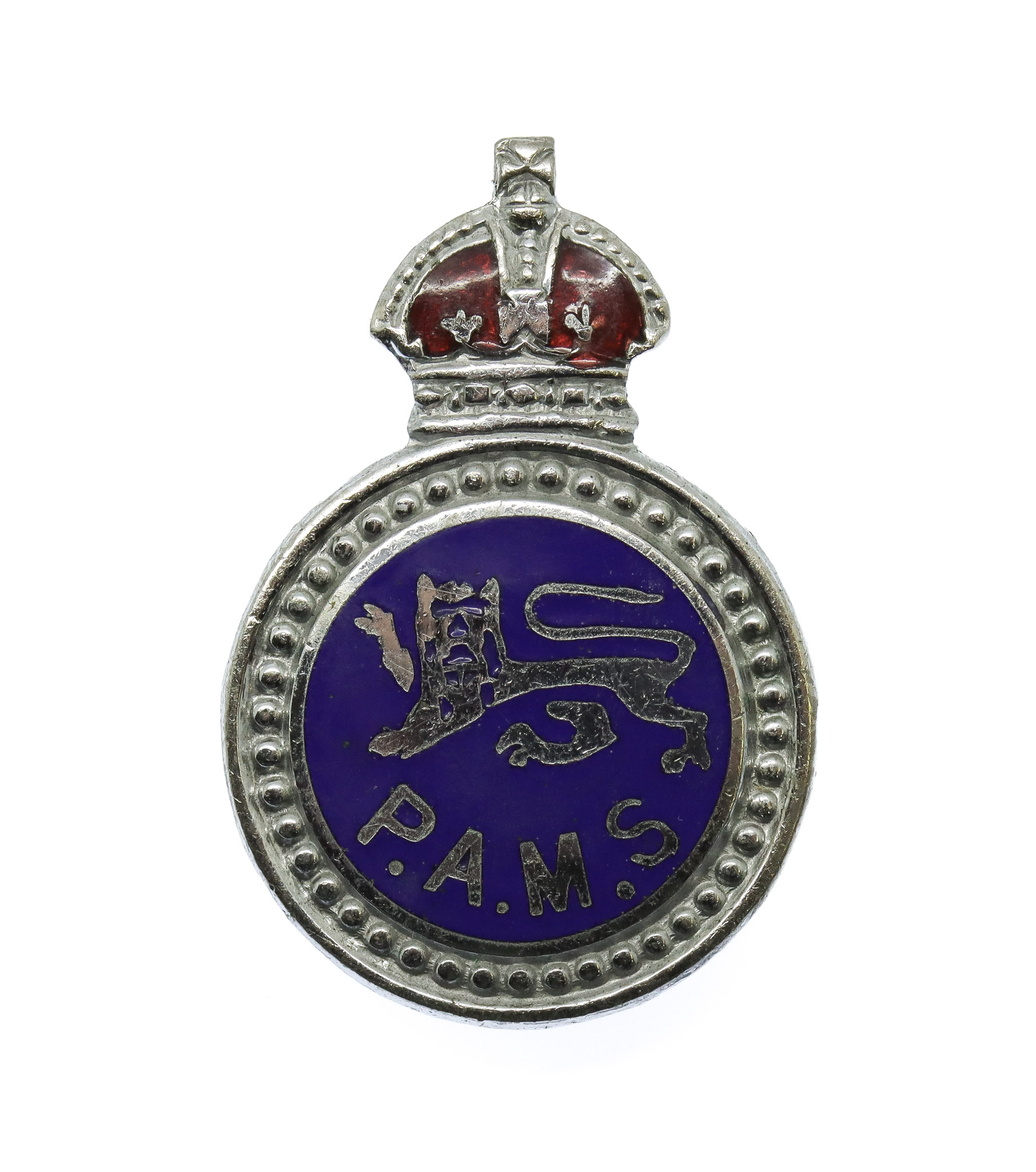 Surrey Constabulary Police Auxiliary Messenger Service (P.A.M.S.) Enamelled Lapel Badge - King's Crown