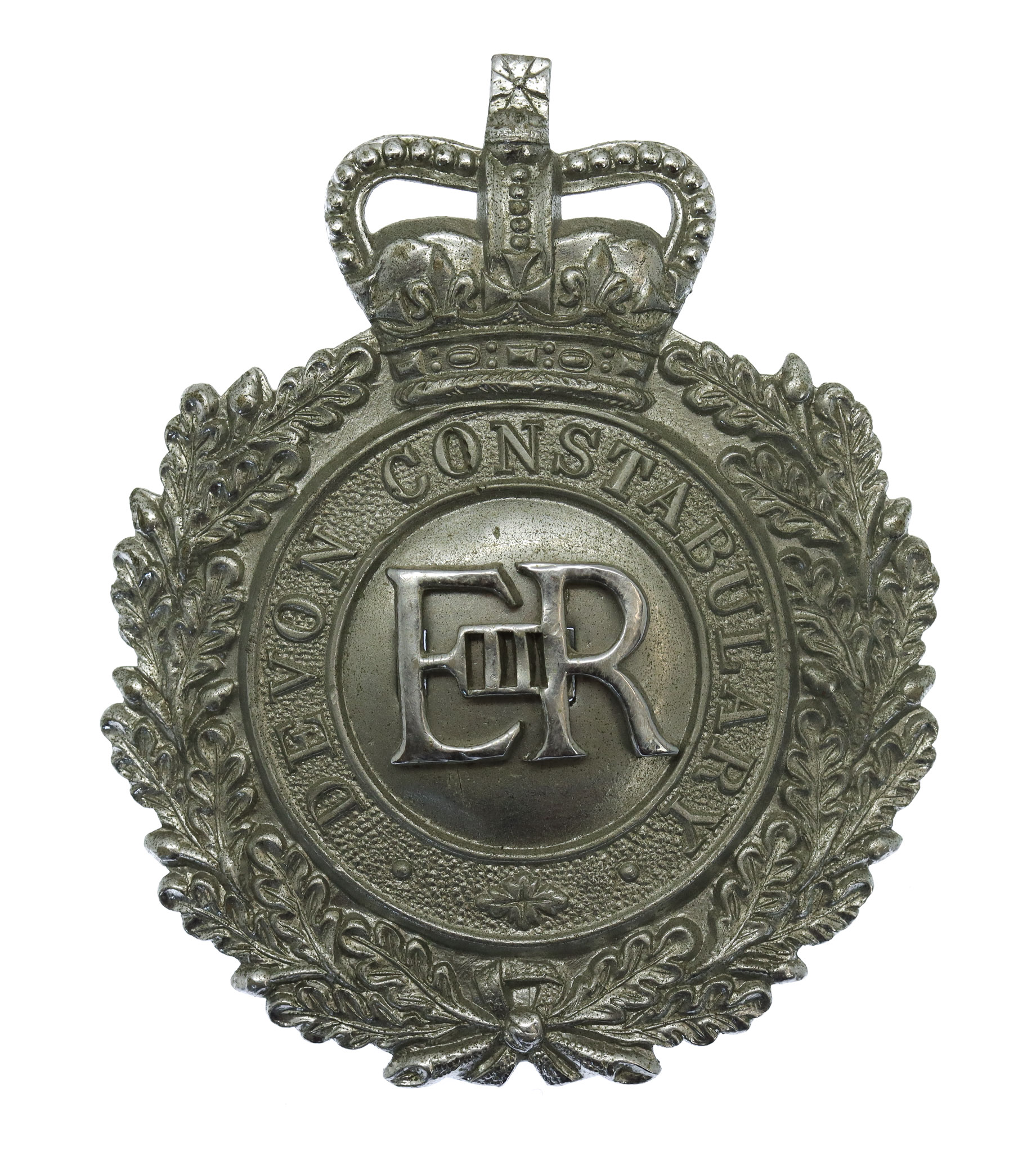Devon Constabulary Wreath Helmet Plate - Queen's Crown