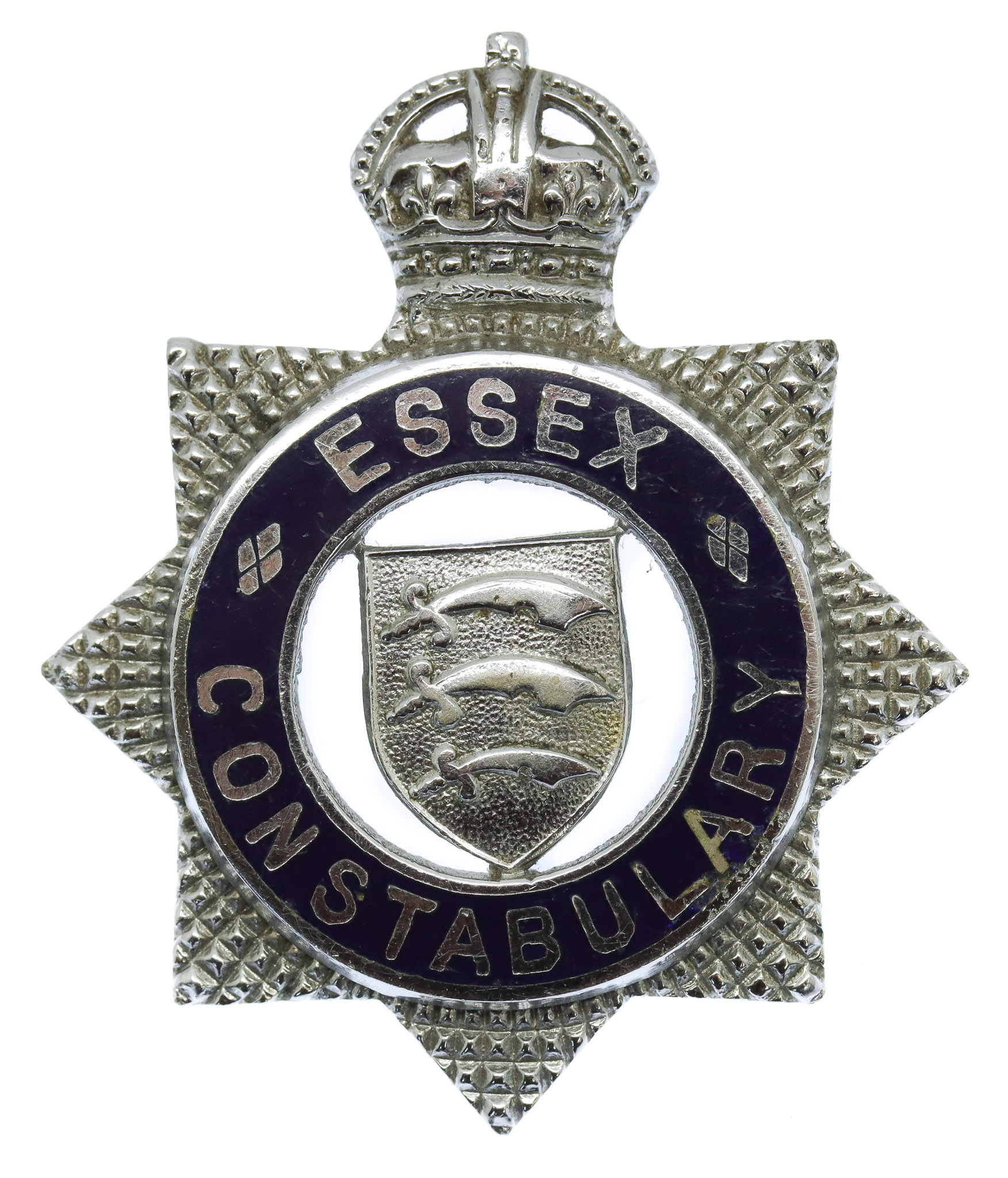 Essex Constabulary Senior Officer's Enamelled Cap Badge - King's Crown