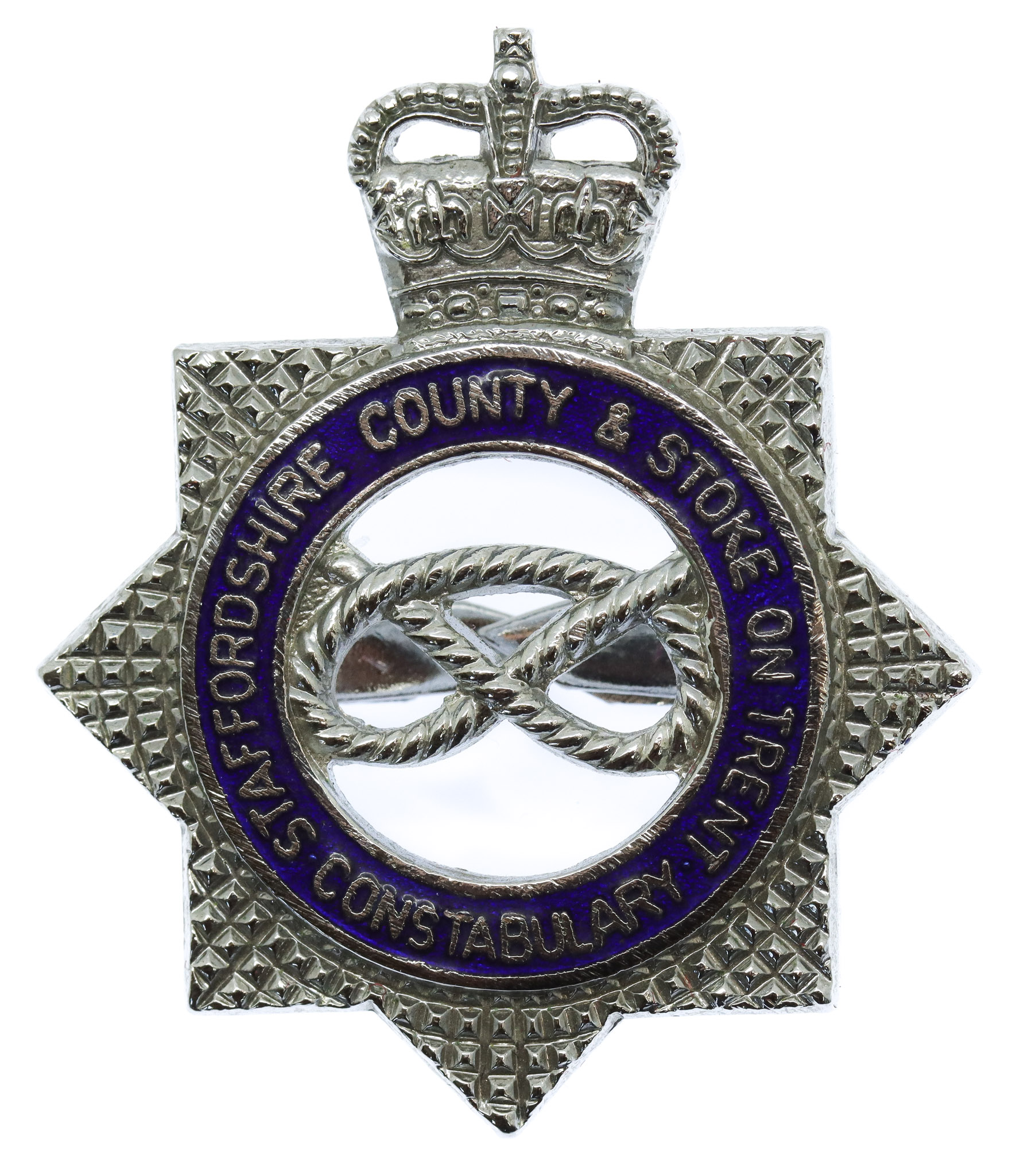 Staffordshire County & Stoke on Trent Constabulary Senior Officer's Enamelled Cap Badge - Queen's Crown