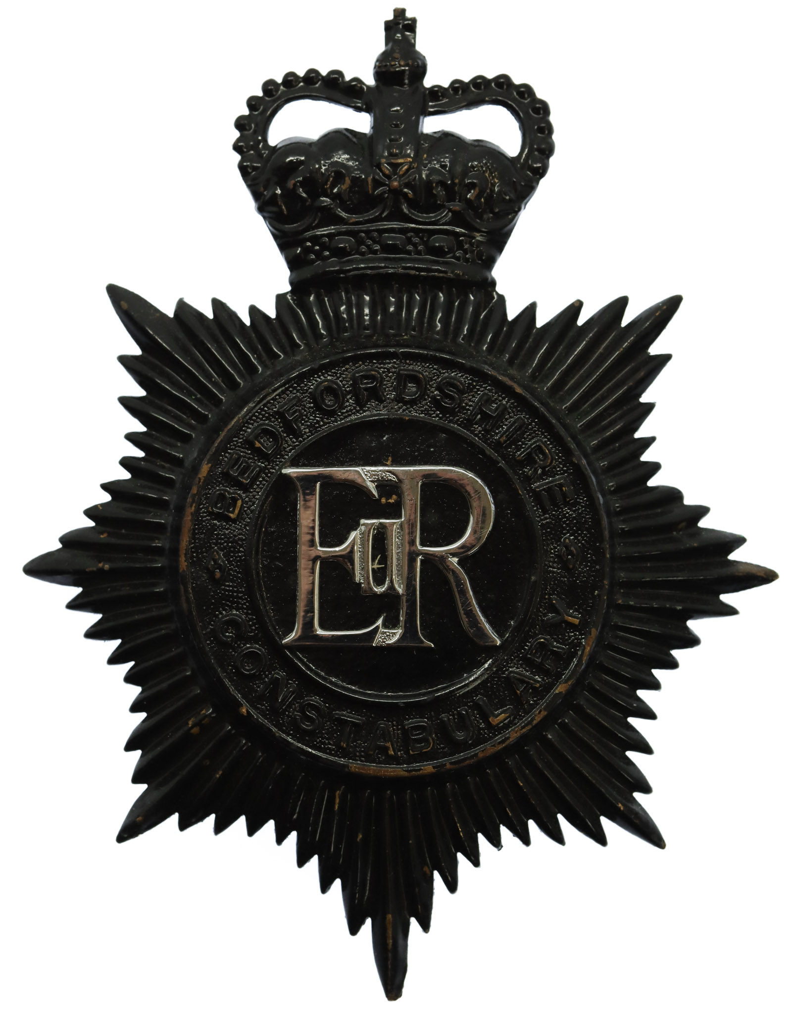 Bedfordshire Constabulary Night Helmet Plate - Queen's Crown