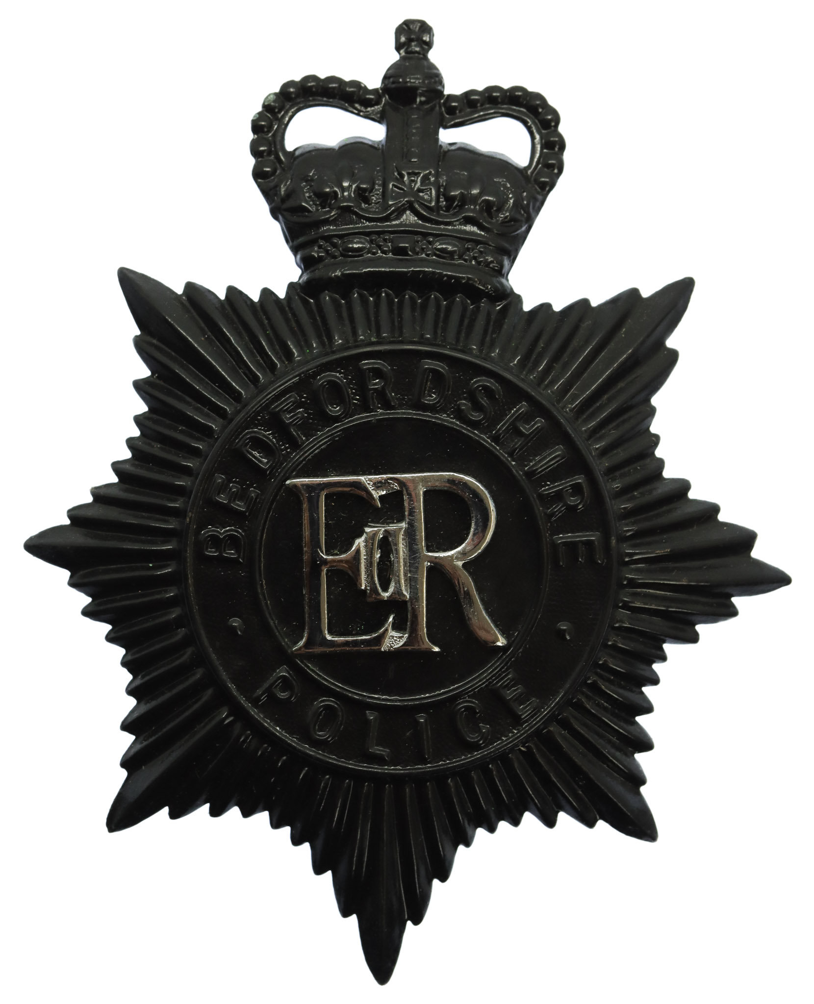 Bedfordshire Police Night Helmet Plate - Queen's Crown