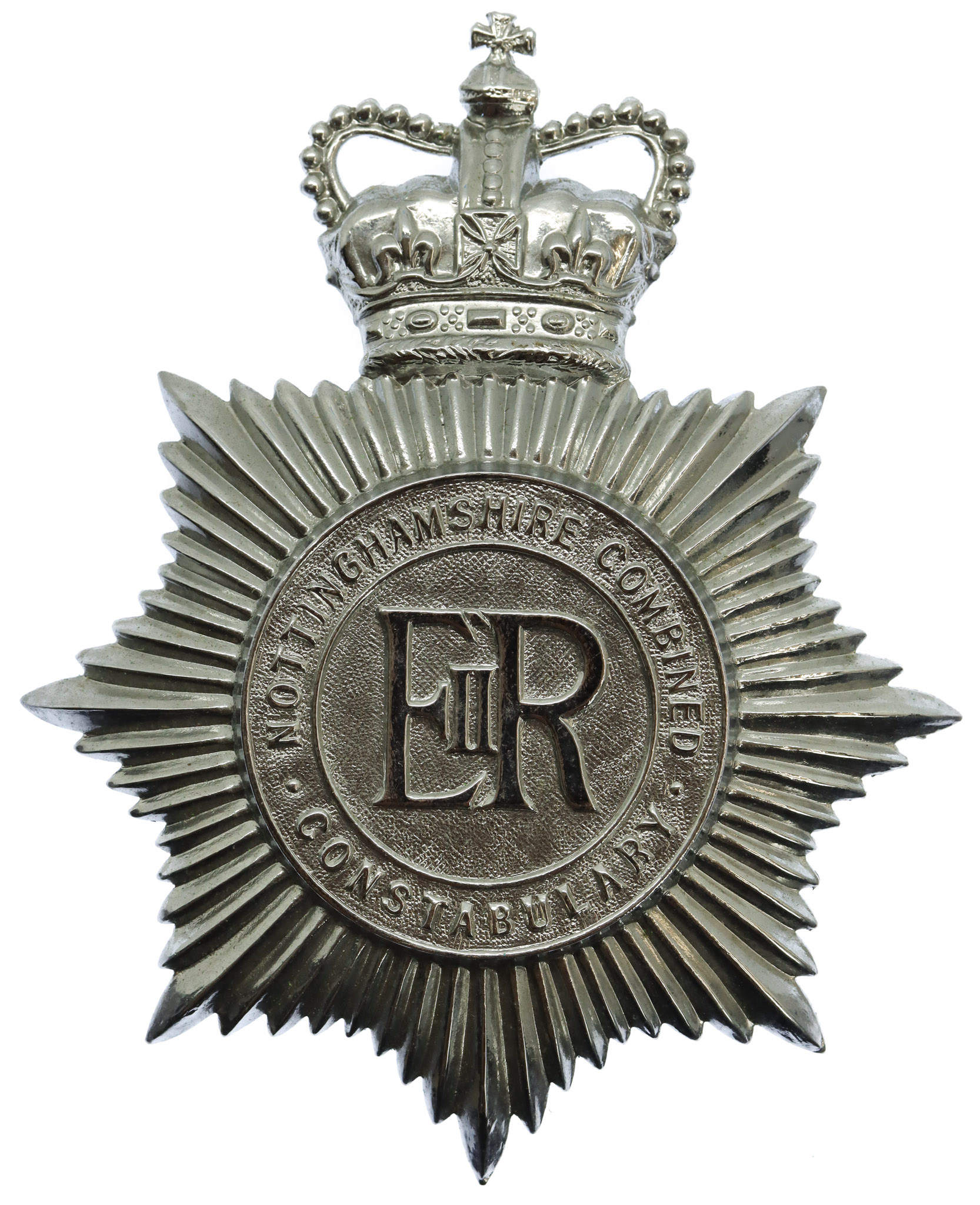Nottinghamshire Combined Constabulary Helmet Plate - Queen's Crown