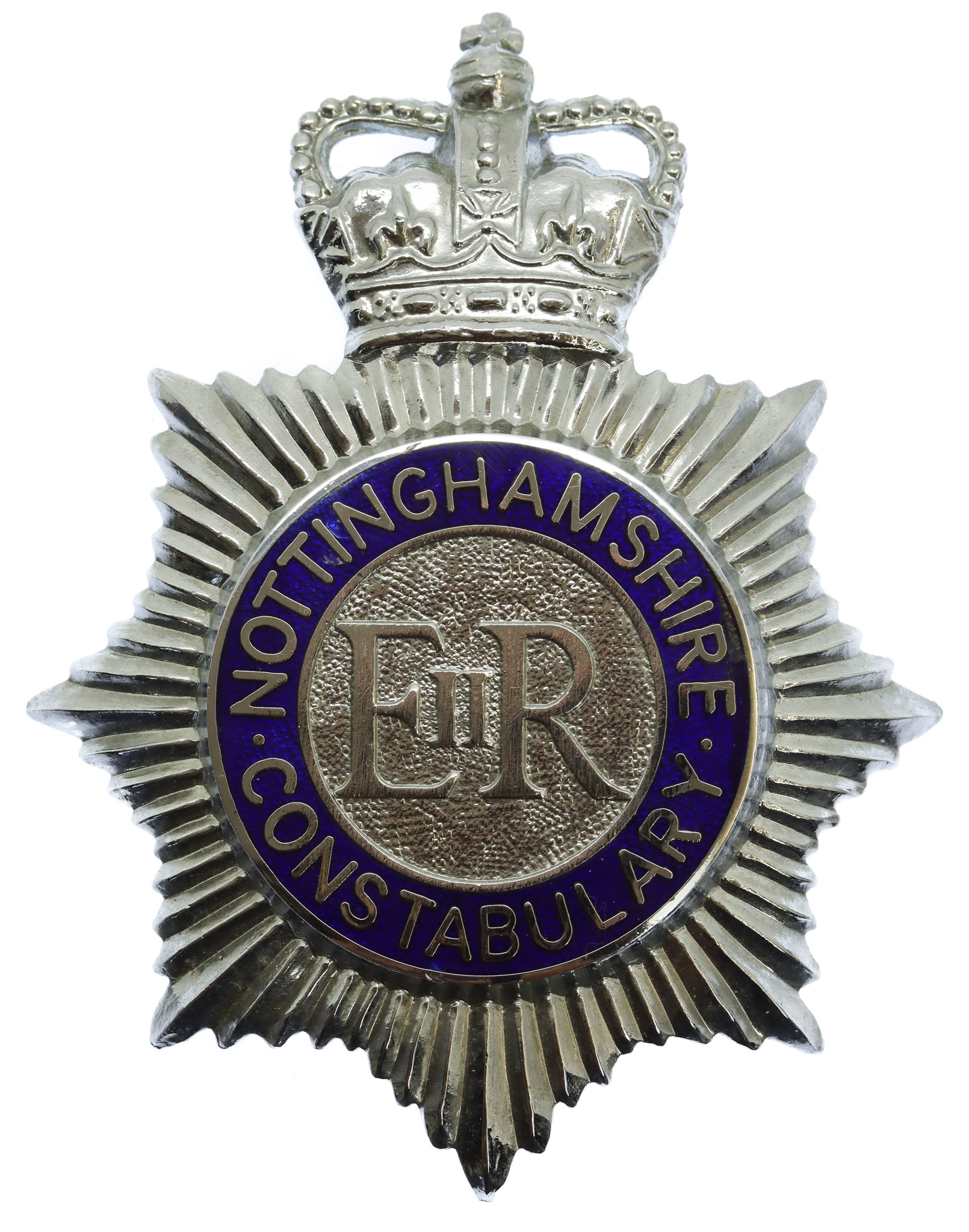 Nottinghamshire Constabulary Enamelled Helmet Plate - Queen's Crown