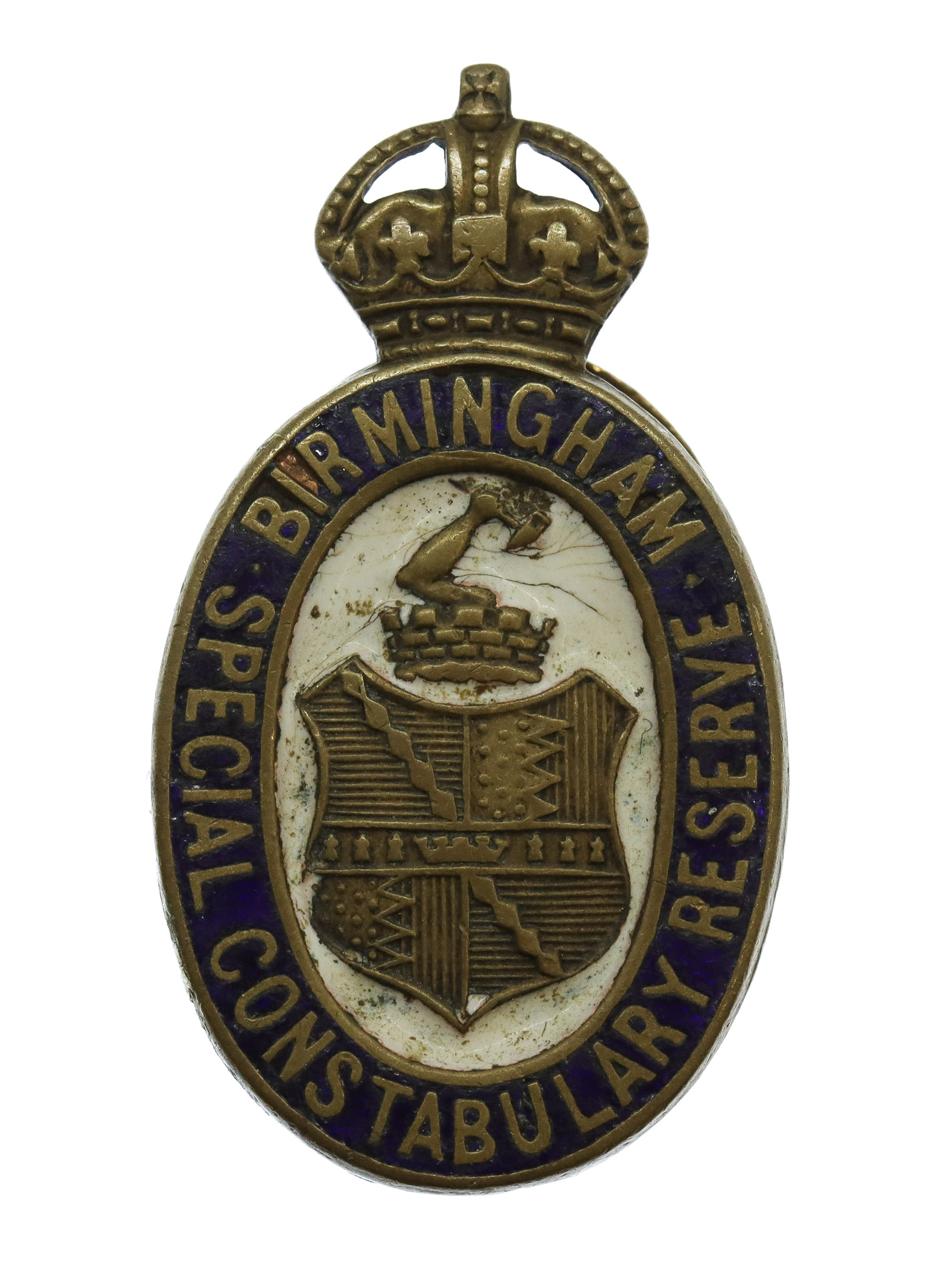Birmingham Special Constabulary Reserve Enamelled Lapel Badge - King's Crown