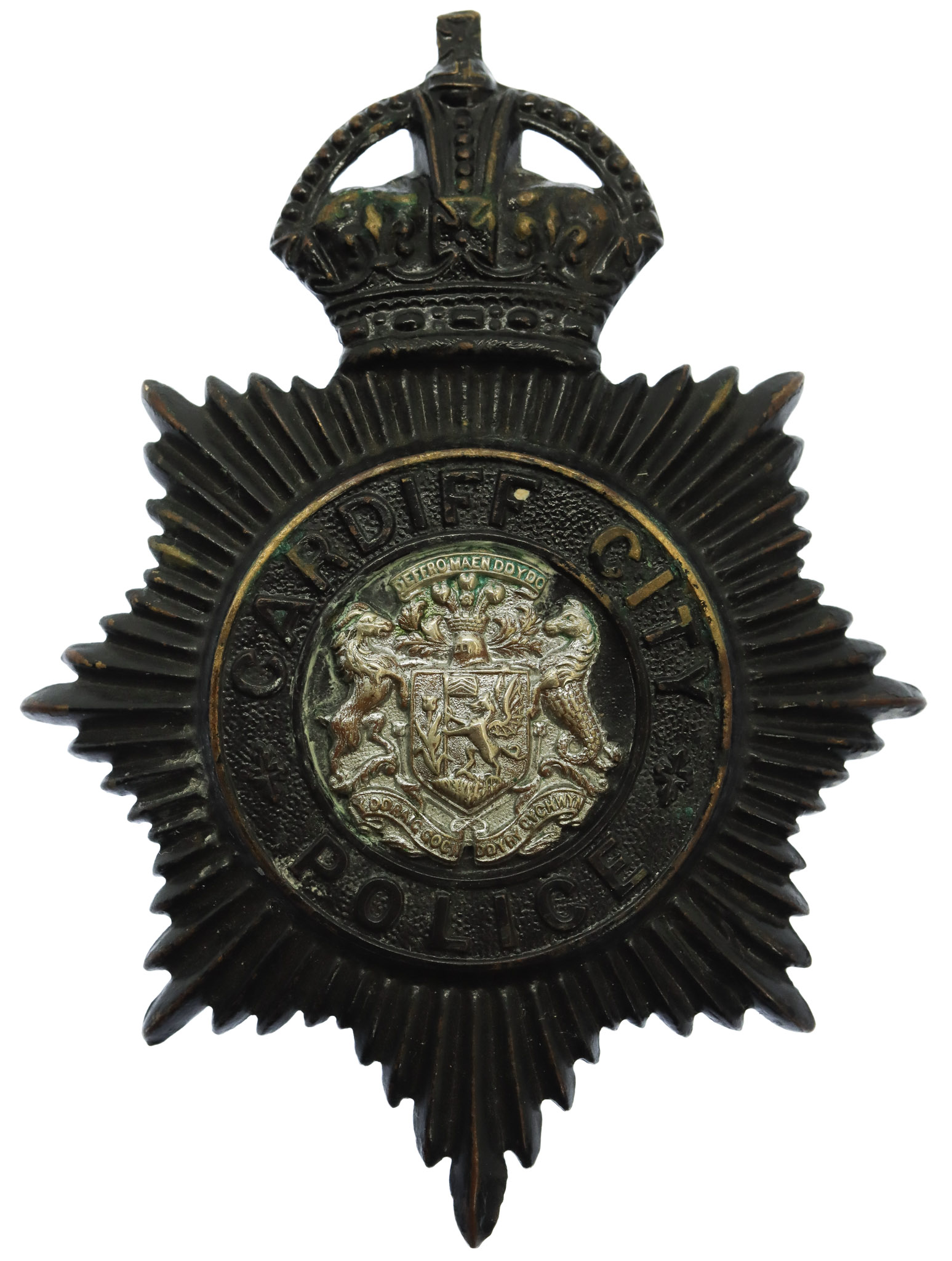 Cardiff City Police Night Helmet Plate - King's Crown