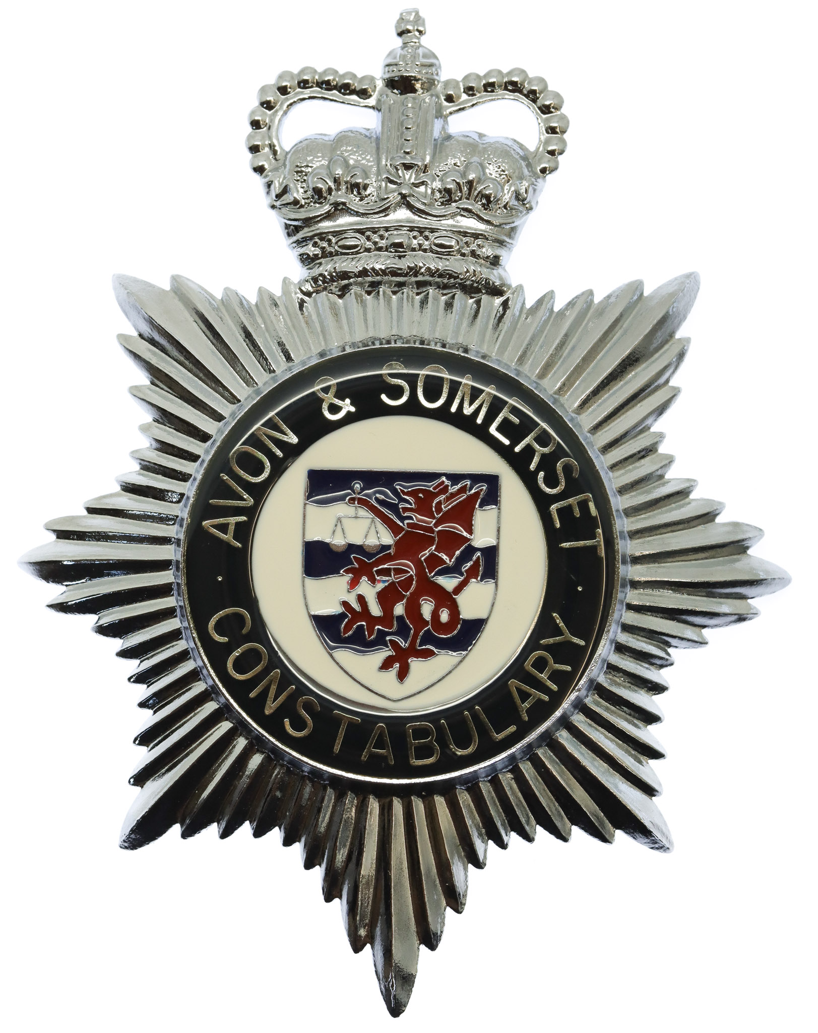 Avon & Somerset Constabulary Enamelled Helmet Plate - Queen's Crown