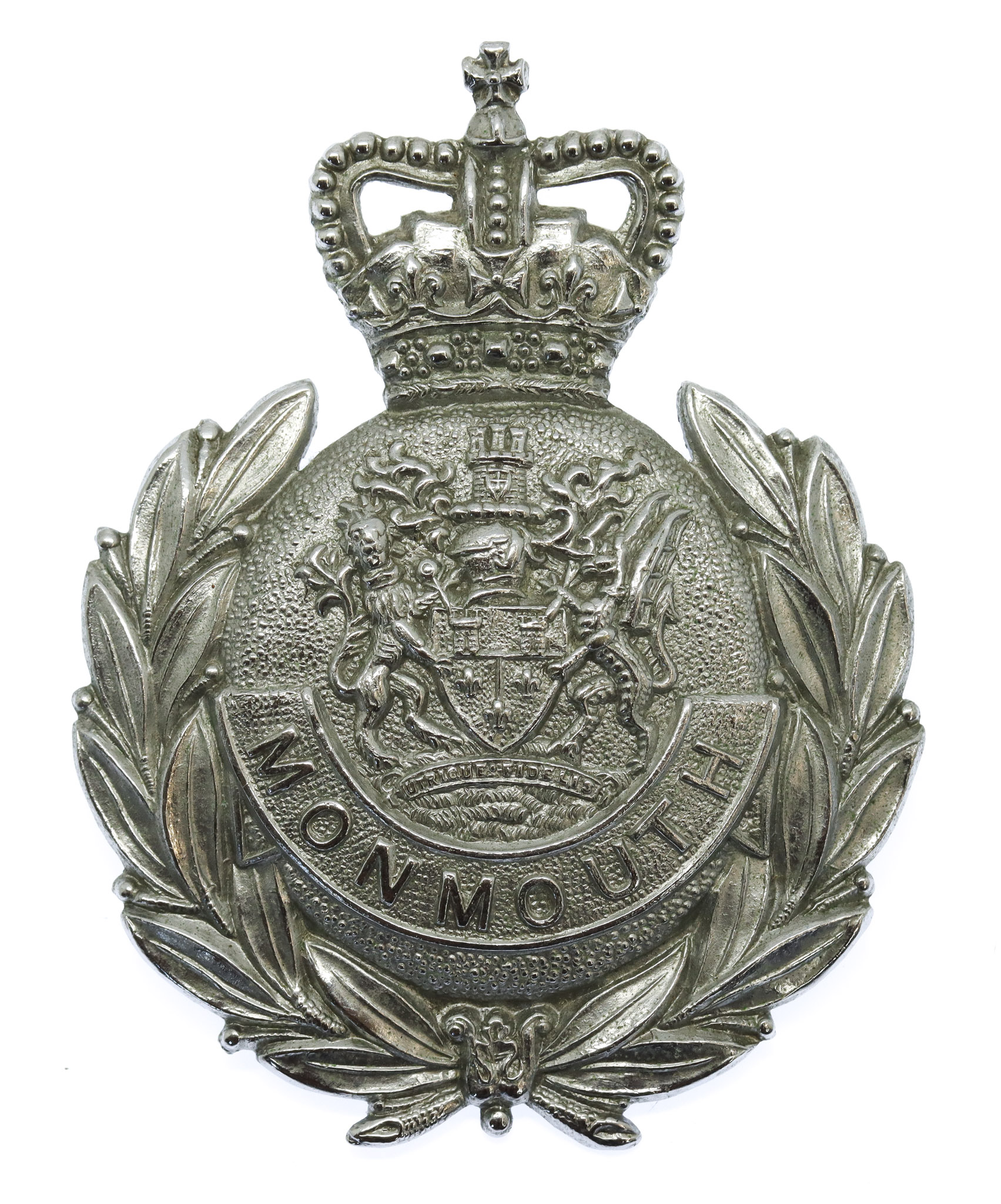 Monmouthshire Constabulary Wreath Helmet Plate - Queen's Crown