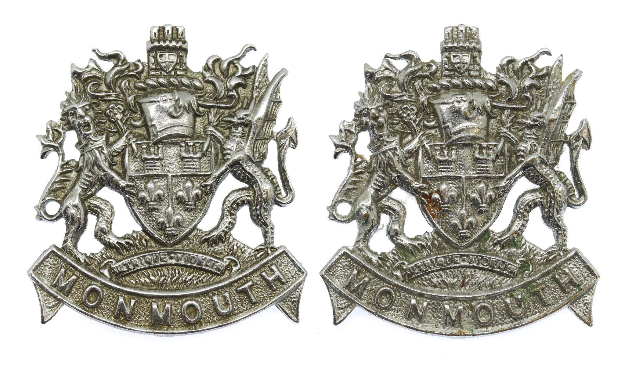 Pair of Monmouthshire Constabulary Collar/Epaulette Badges