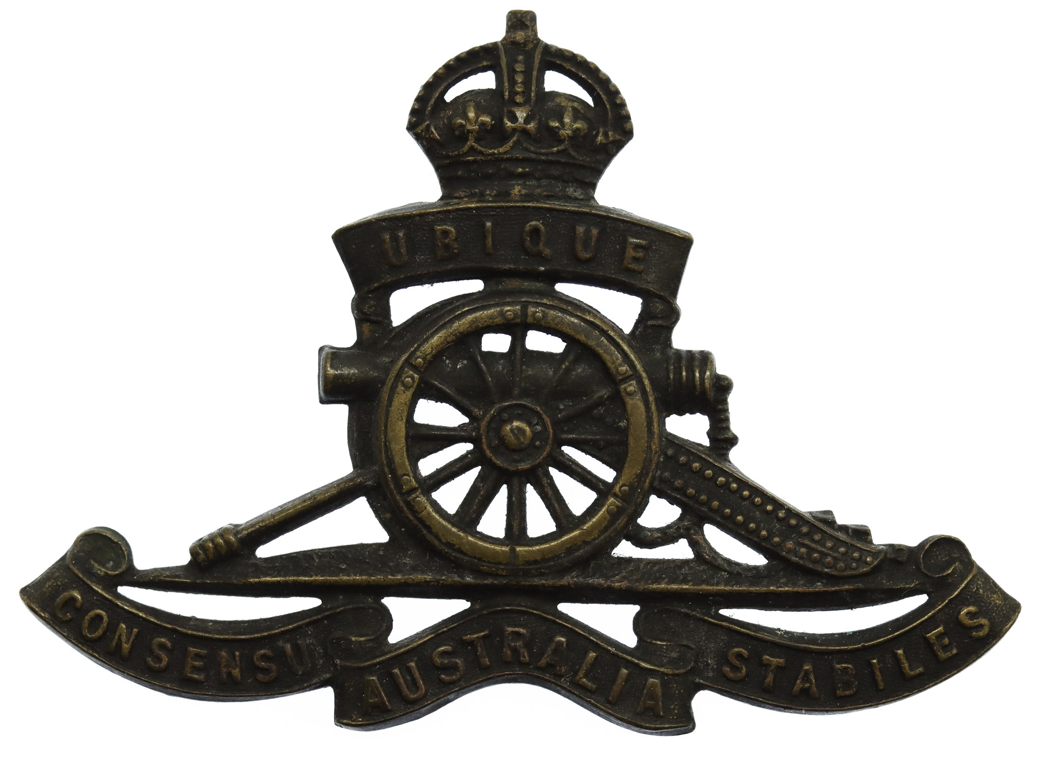 Royal Australian Artillery Cap Badge - King's Crown