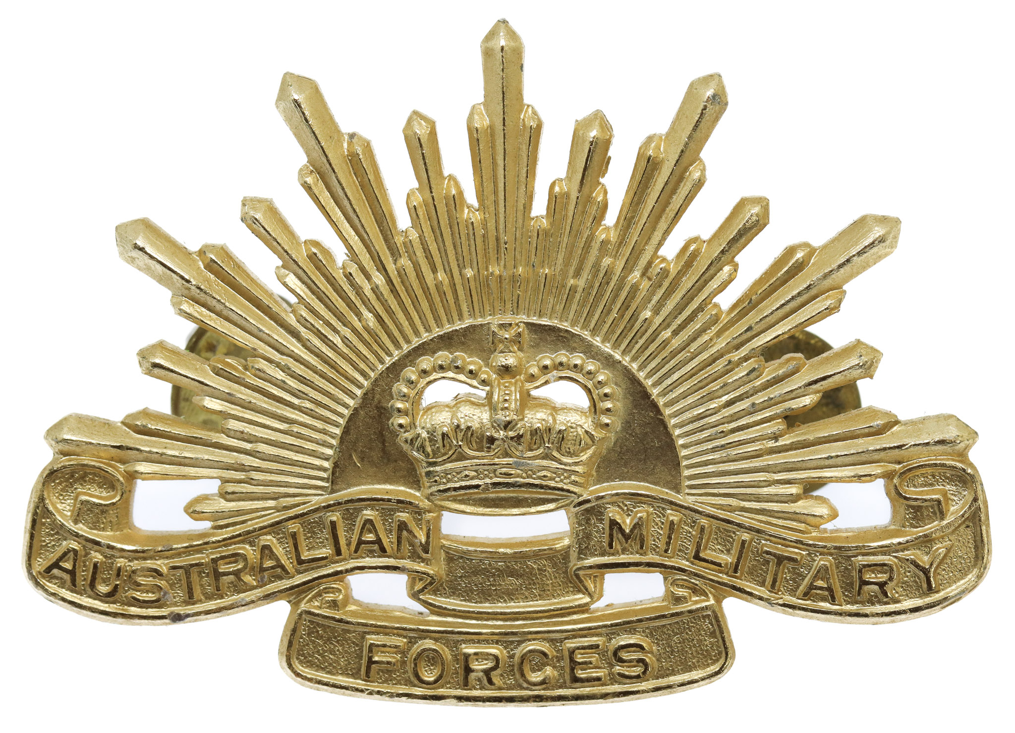 Australian Military Forces Anodised (Staybrite) Hat Badge - Queen's Crown