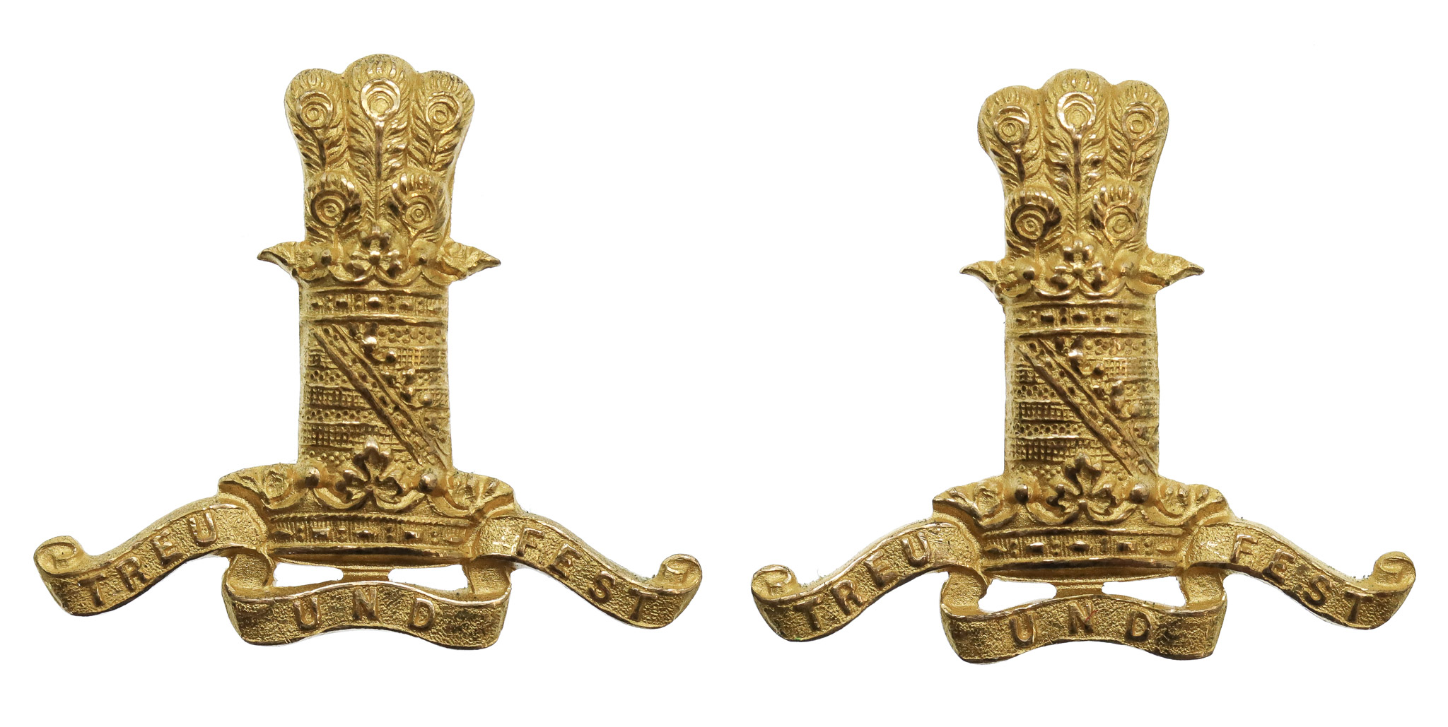 Pair of 11th Hussars Officer's Gilt Collar Badges