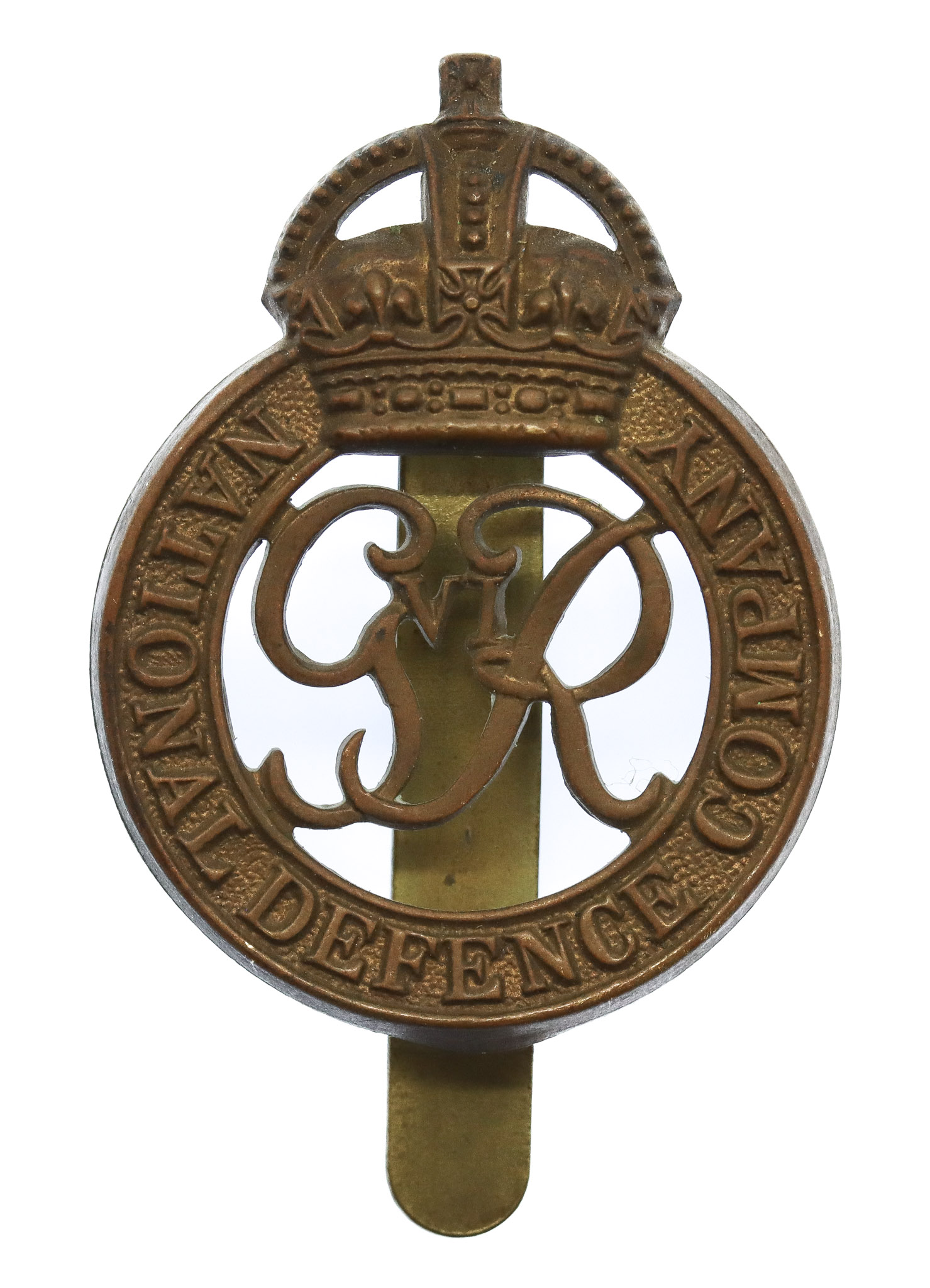 George VI National Defence Company Cap Badge