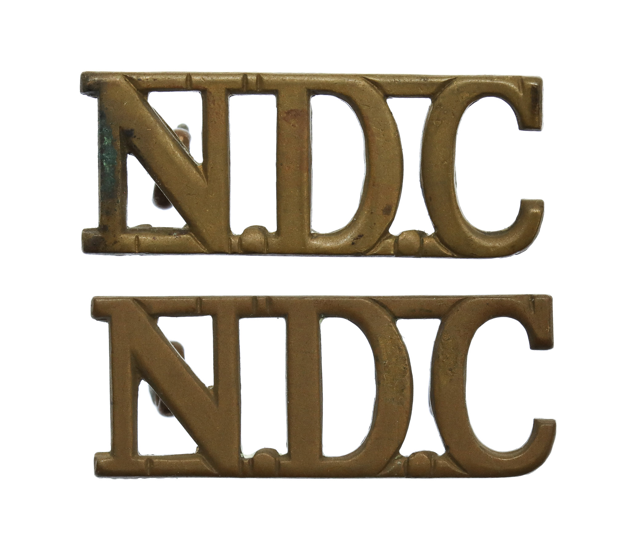 Pair of National Defence Company (N.D.C.) Shoulder Titles