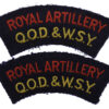 Pair of Queen's Own Dorset & West Somerset Yeomanry Royal Artillery (ROYAL ARTILLERY/Q.O.D.&W.S.Y.) Cloth Shoulder Title