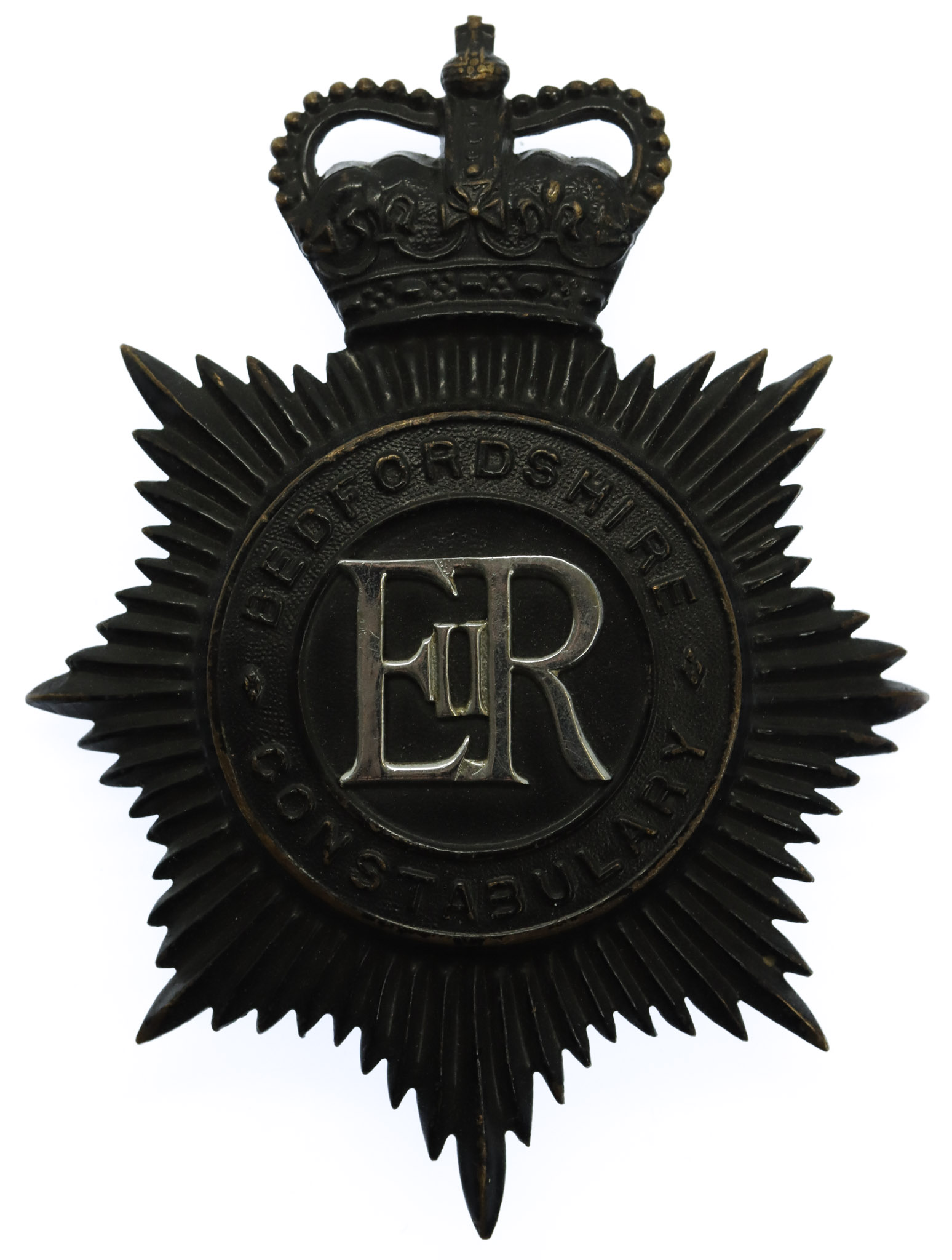 Bedfordshire Constabulary Night Helmet Plate - Queen's Crown