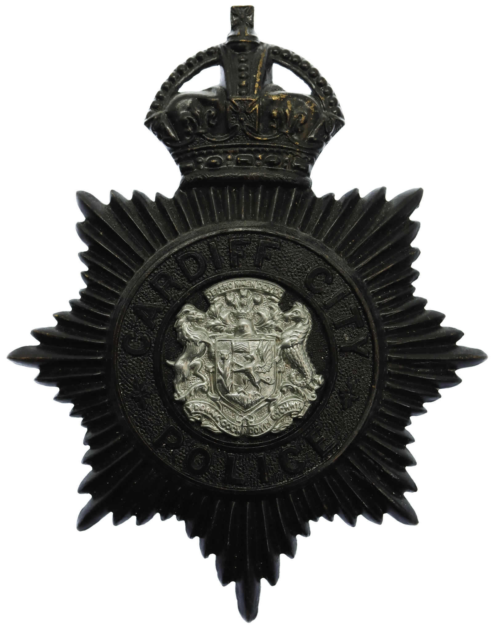 Cardiff City Police Night Helmet Plate - King's Crown