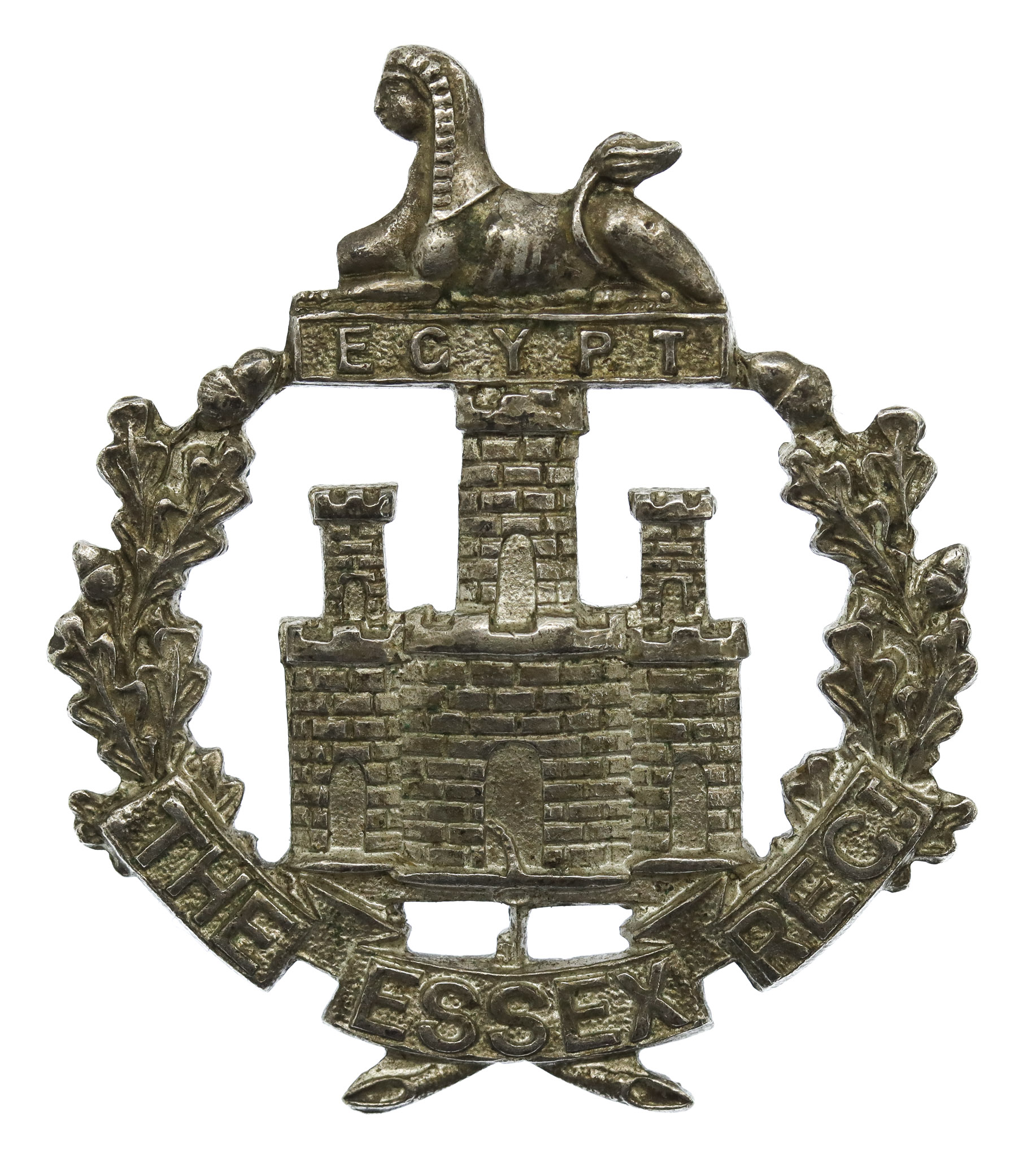 Essex Regiment Officer's Silvered Cap Badge