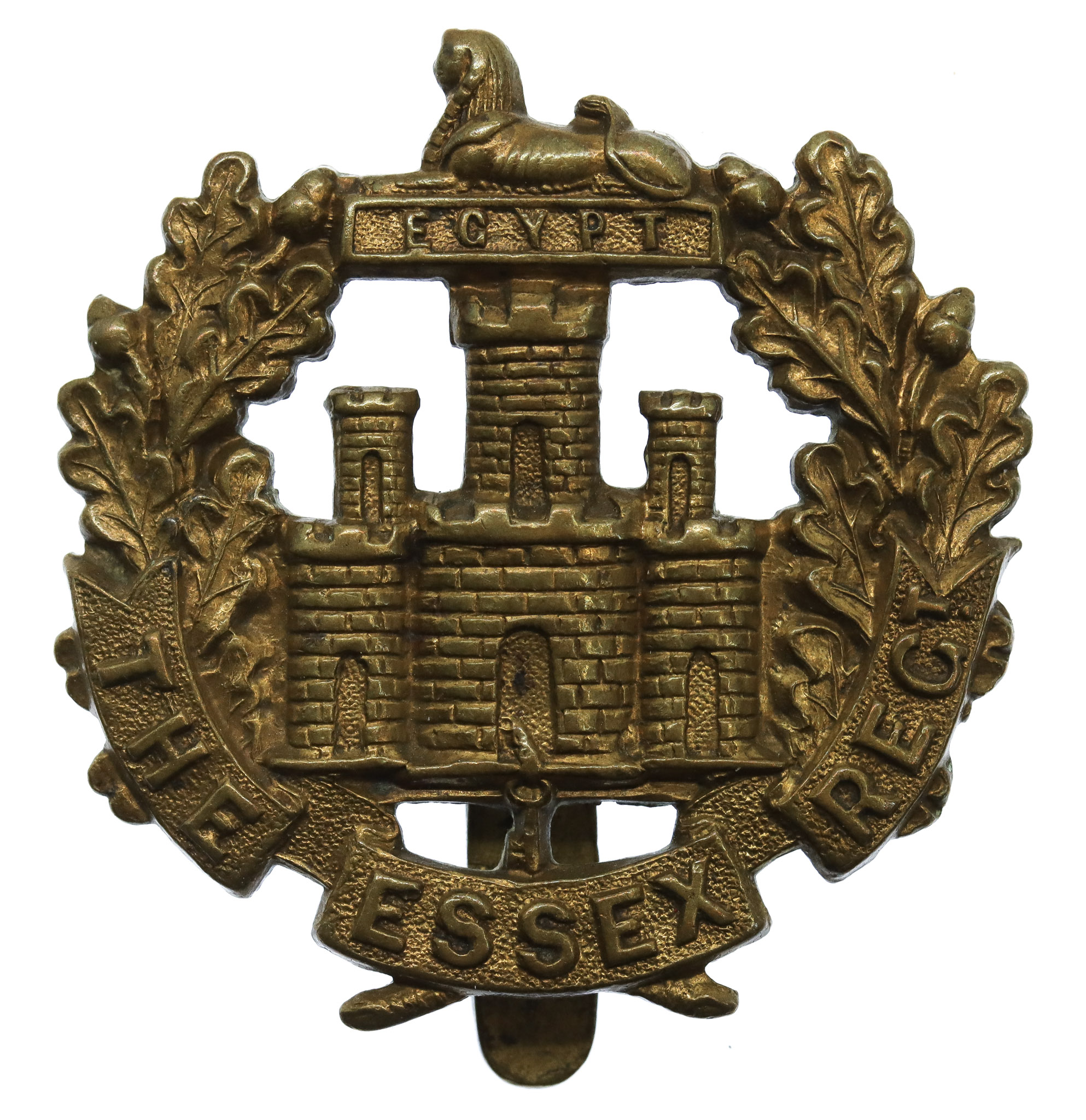Essex Regiment WW1 All Brass Economy Cap Badge