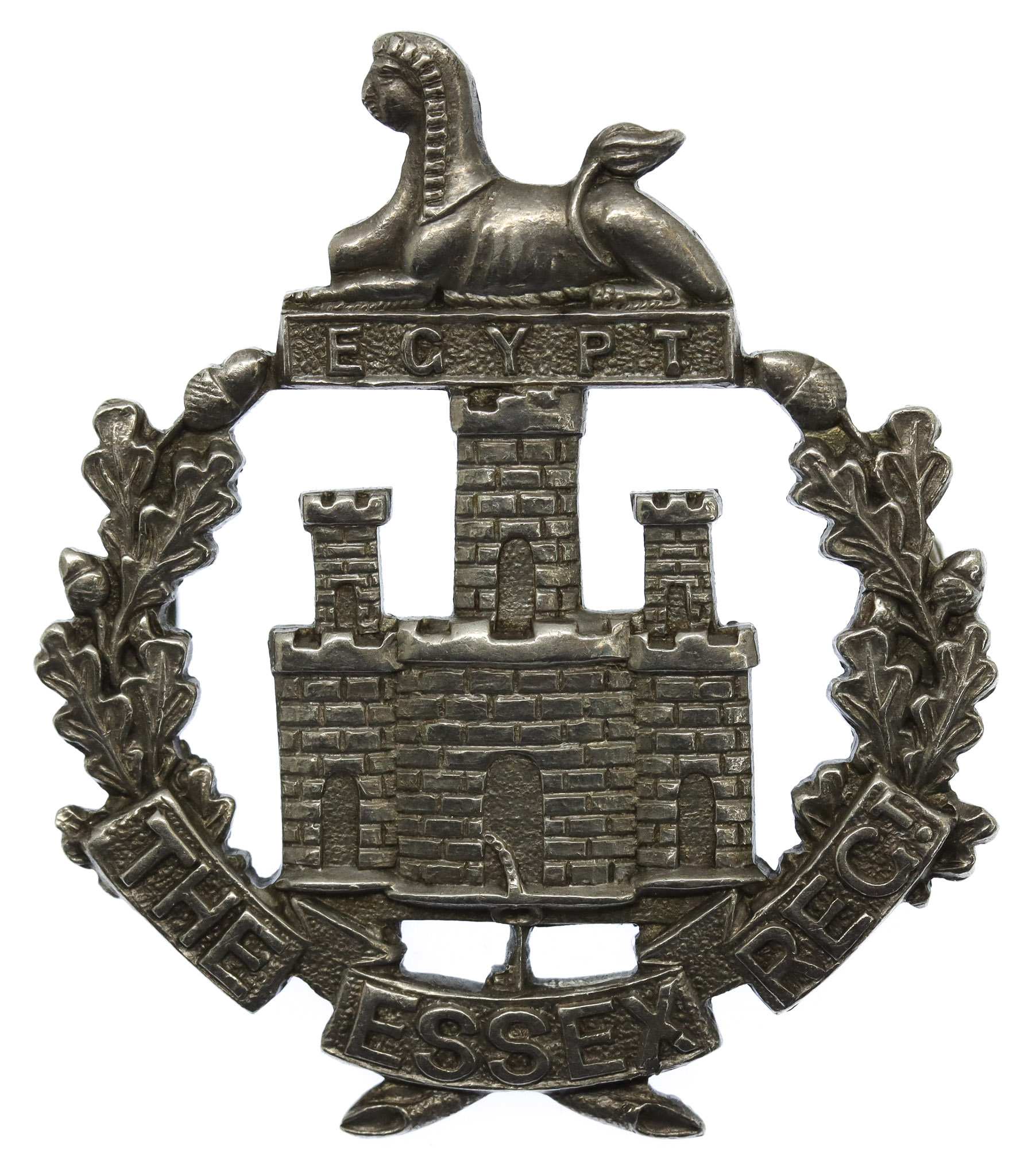 Essex Regiment Officer's 1946 Hallmarked Silver Cap Badge