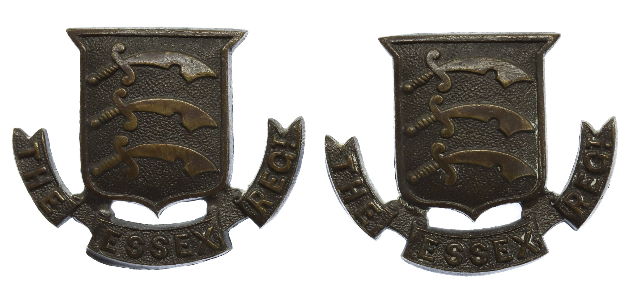 Pair of Essex Regiment Officer's Service Dress Collar Badges