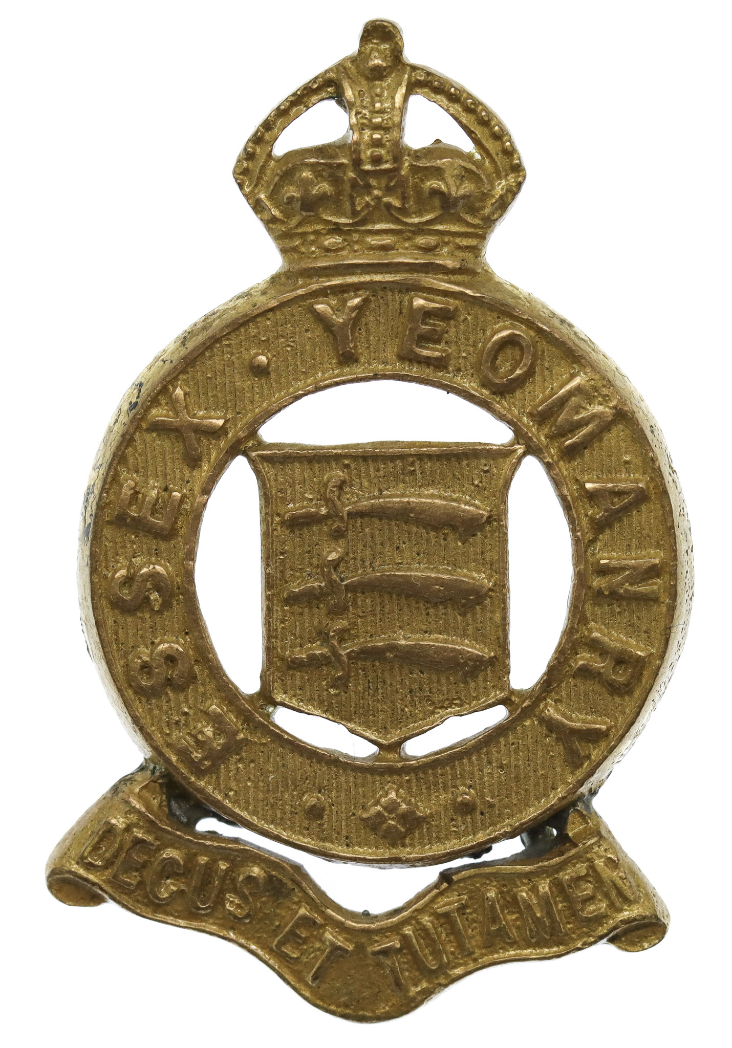 Essex Yeomanry Officer's Gilt Cap Badge - King's Crown