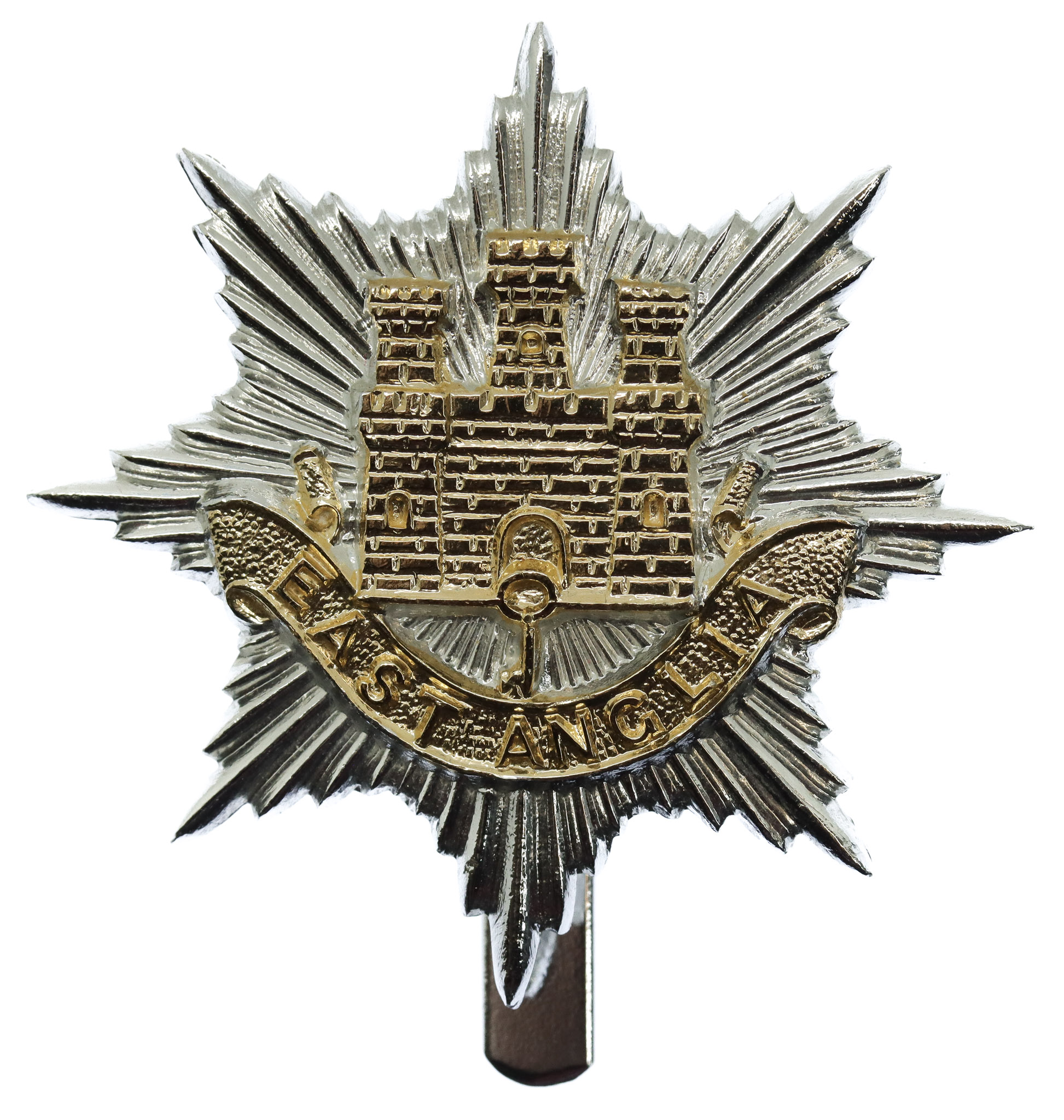 East Anglia Brigade Anodised (Staybrite) Cap Badge