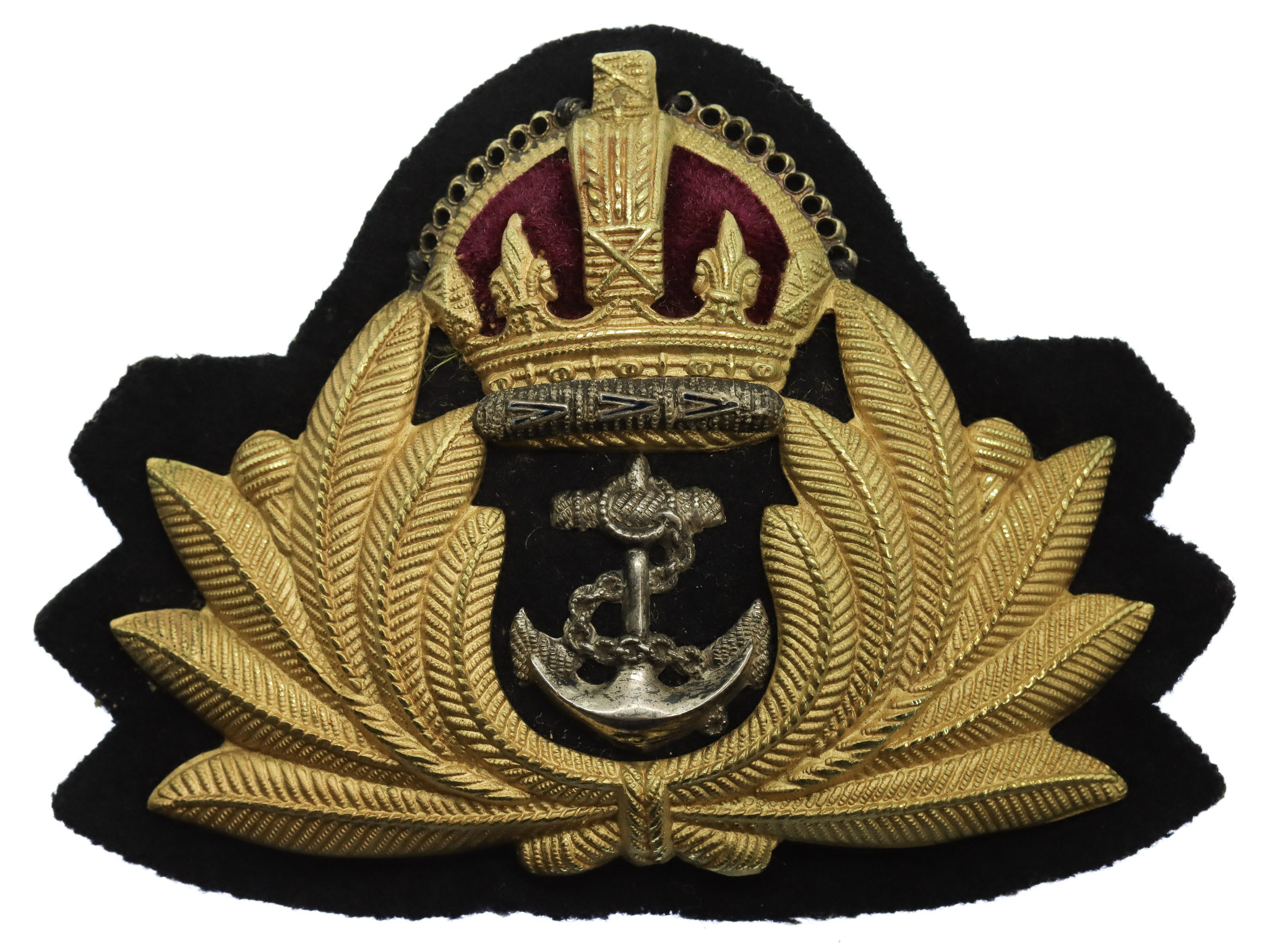 Royal Navy Officer's Gilt Metal Economy Cap Badge - King's Crown