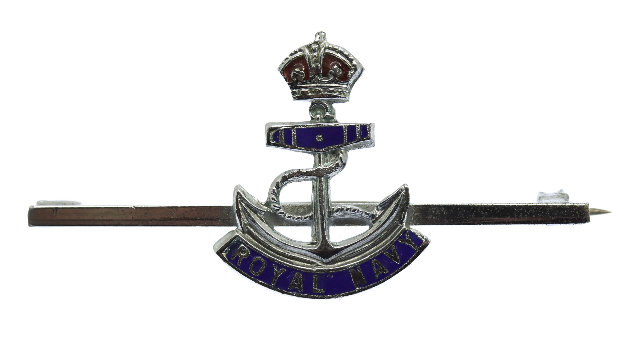 Royal Navy Enamelled Sweetheart Brooch/Tie Pin - King's Crown