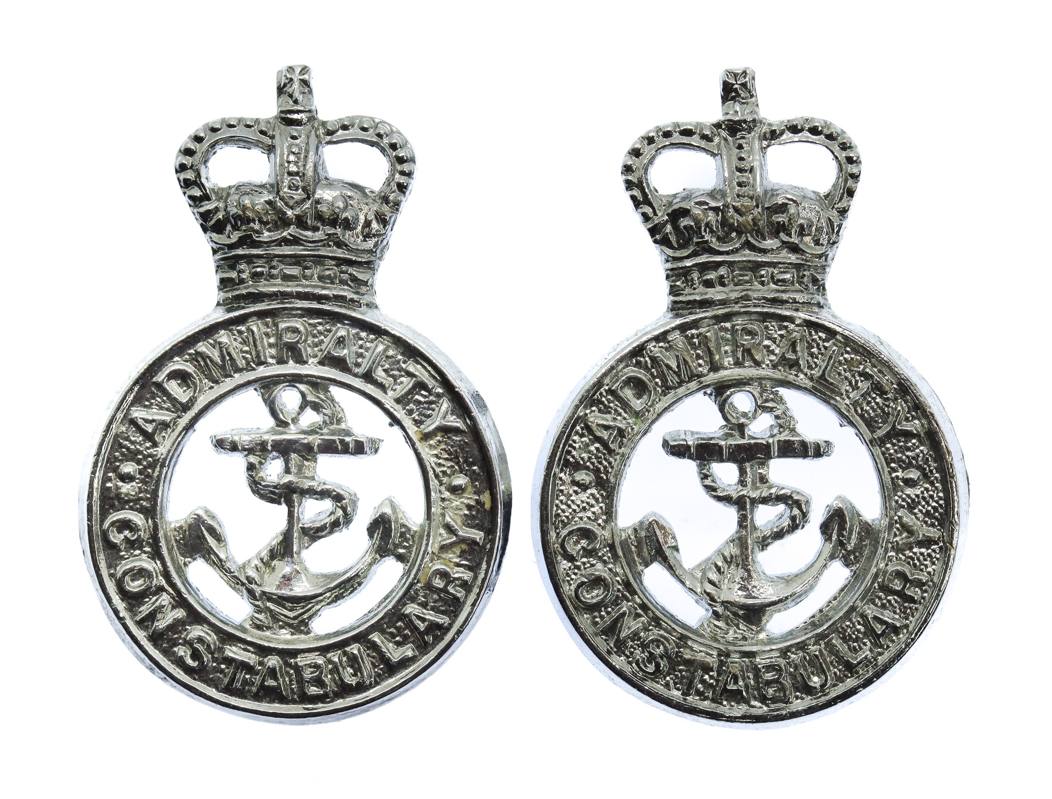Pair of Admiralty Constabulary Collar Badges - Queen's Crown