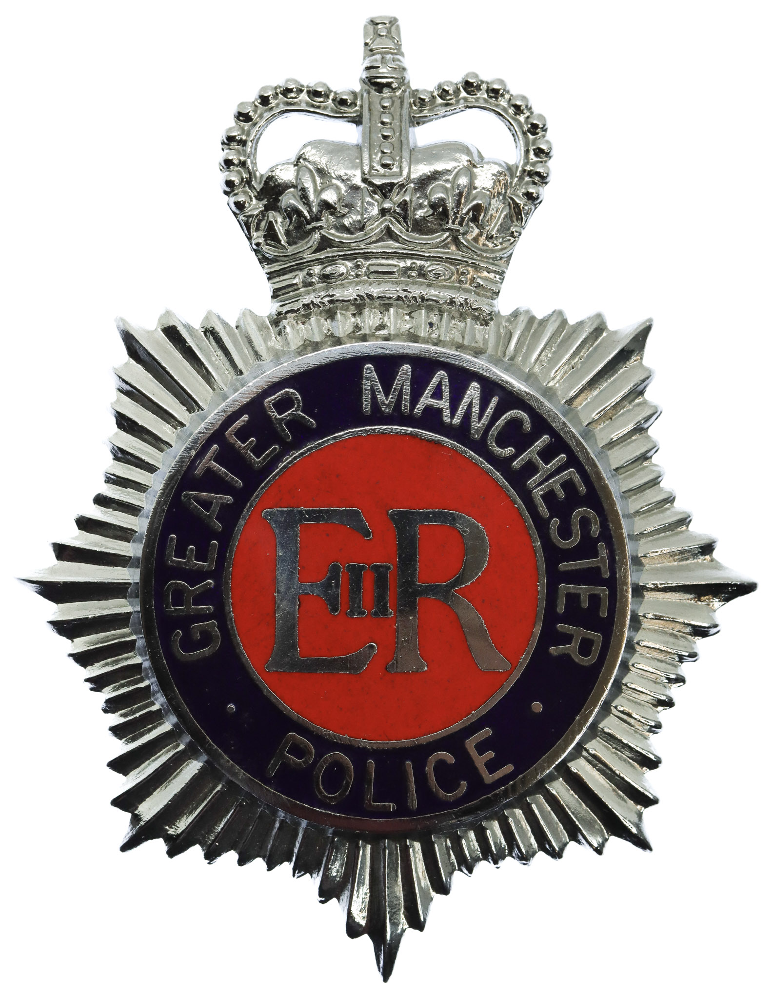 Greater Manchester Police Enamelled Helmet Plate - Queen's Crown