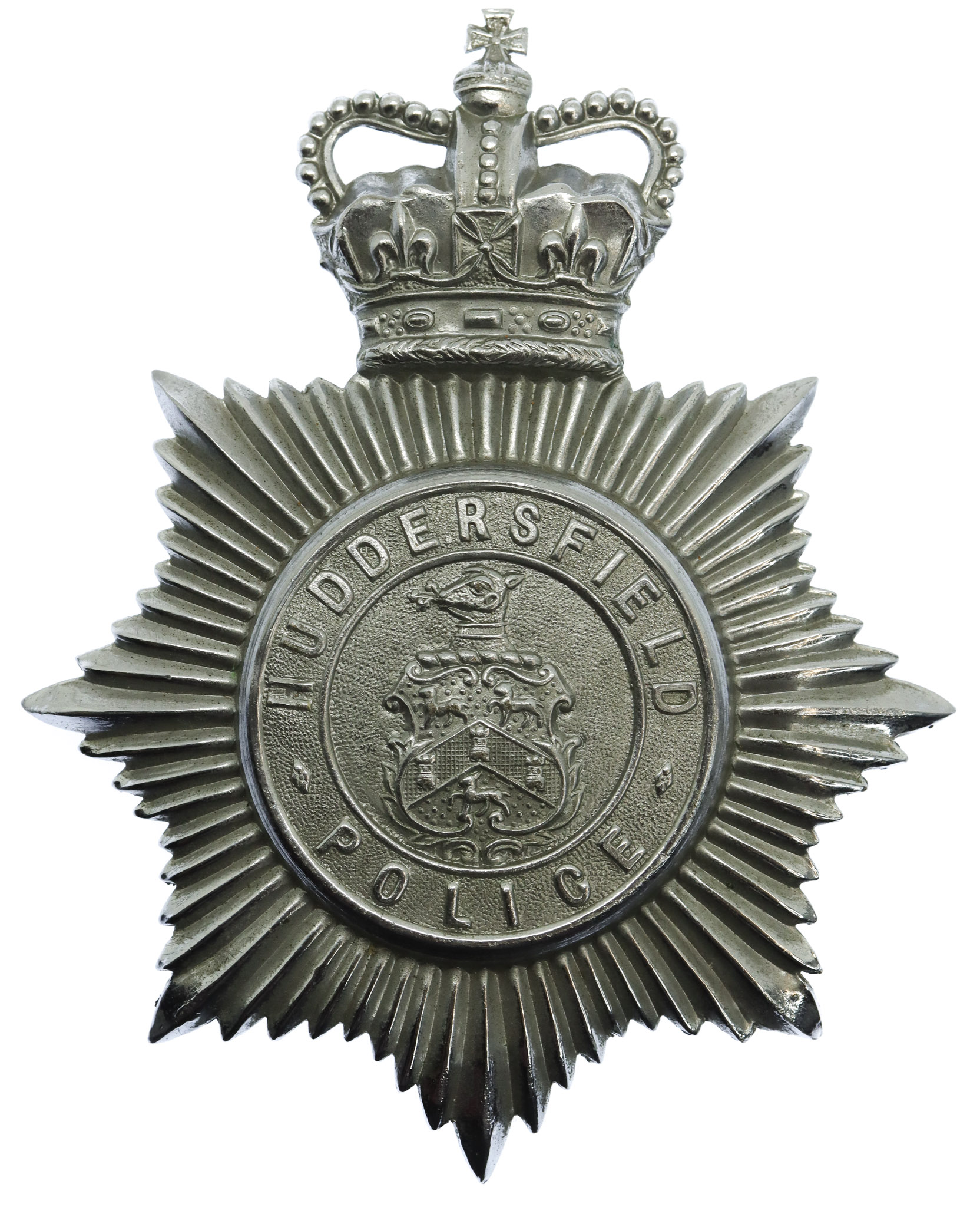 Huddersfield Police Helmet Plate - Queen's Crown