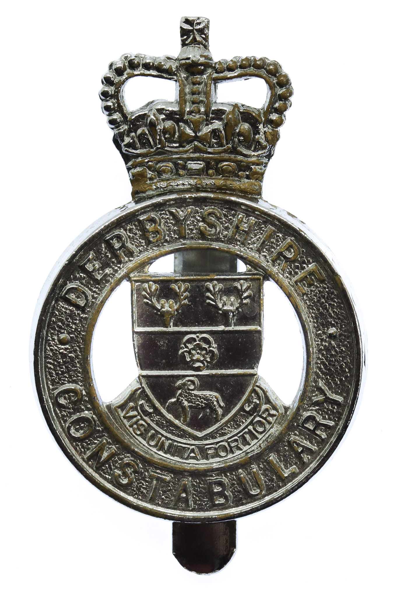 Derbyshire Constabulary Cap Badge - Queen's Crown