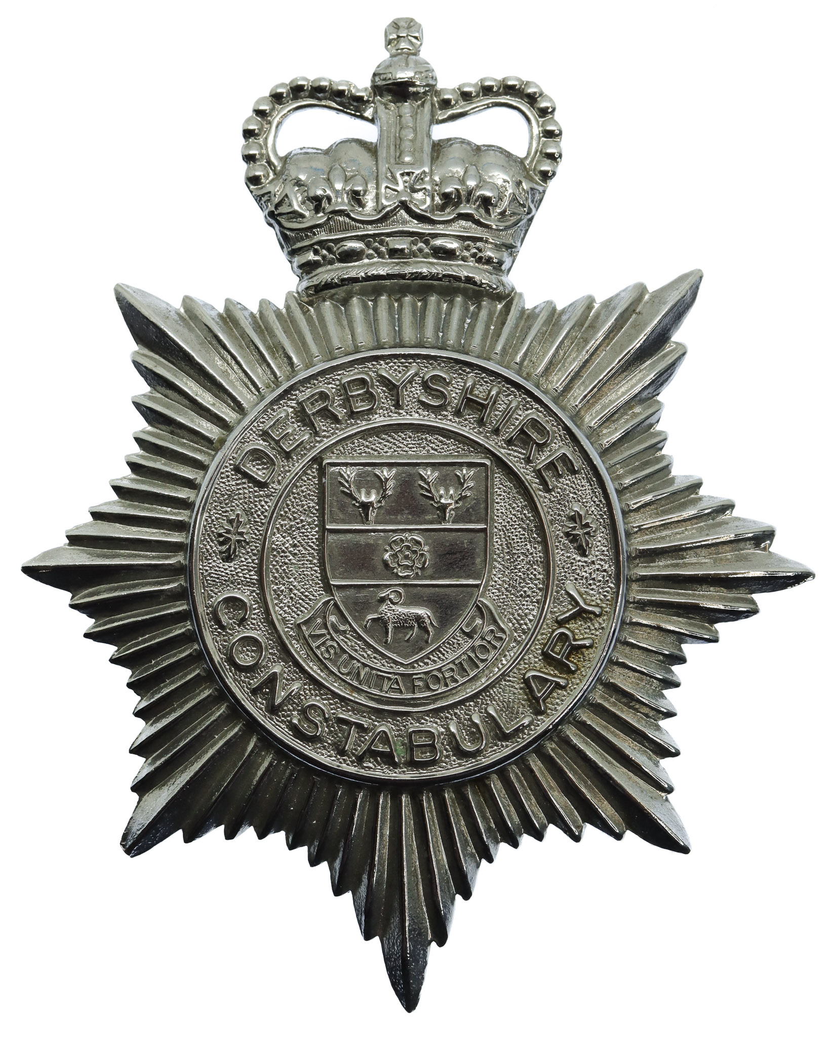 Derbyshire Constabulary Helmet Plate - Queen's Crown