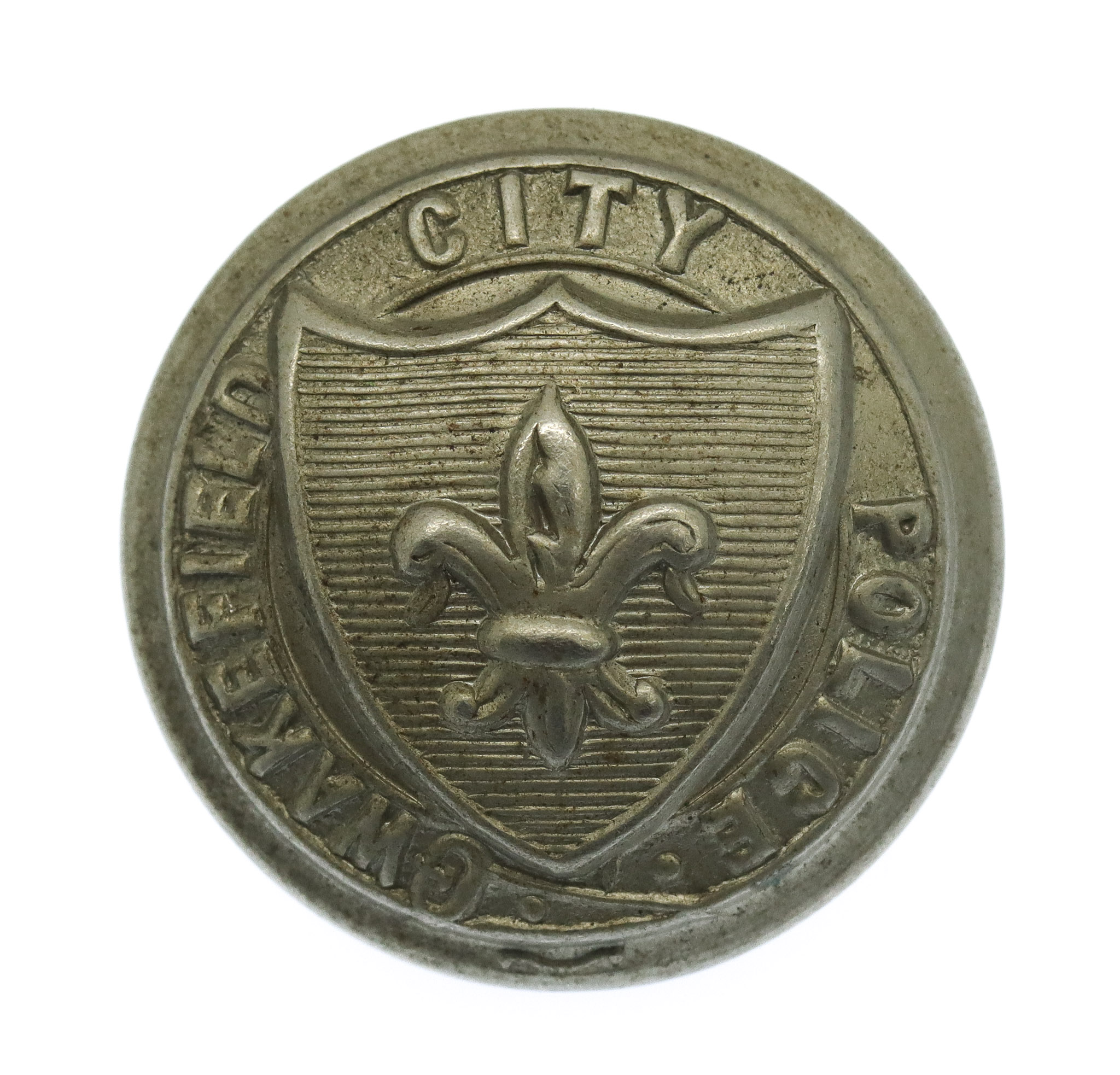 Wakefield City Police White Metal Coat of Arms Button (24mm)