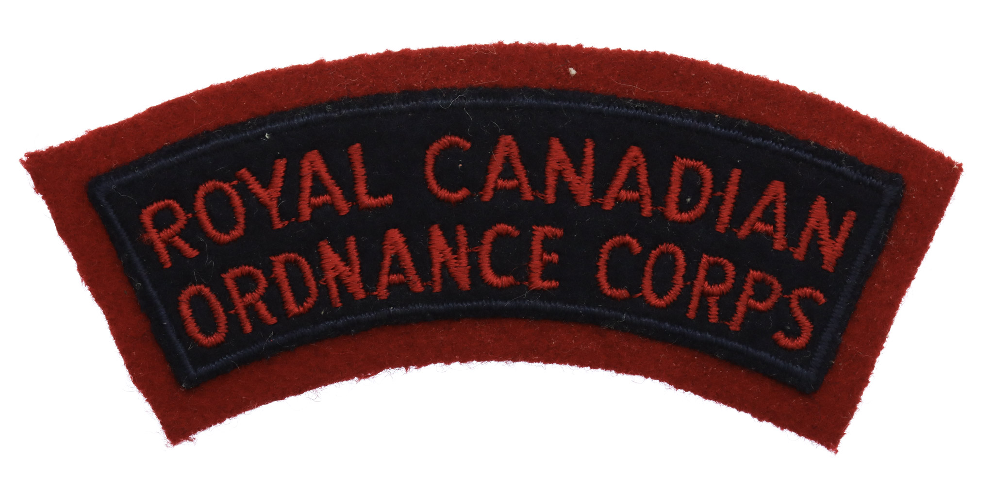Royal Canadian Ordnance Corps (ROYAL CANADIAN/ORDNANCE CORPS) Cloth Shoulder Title