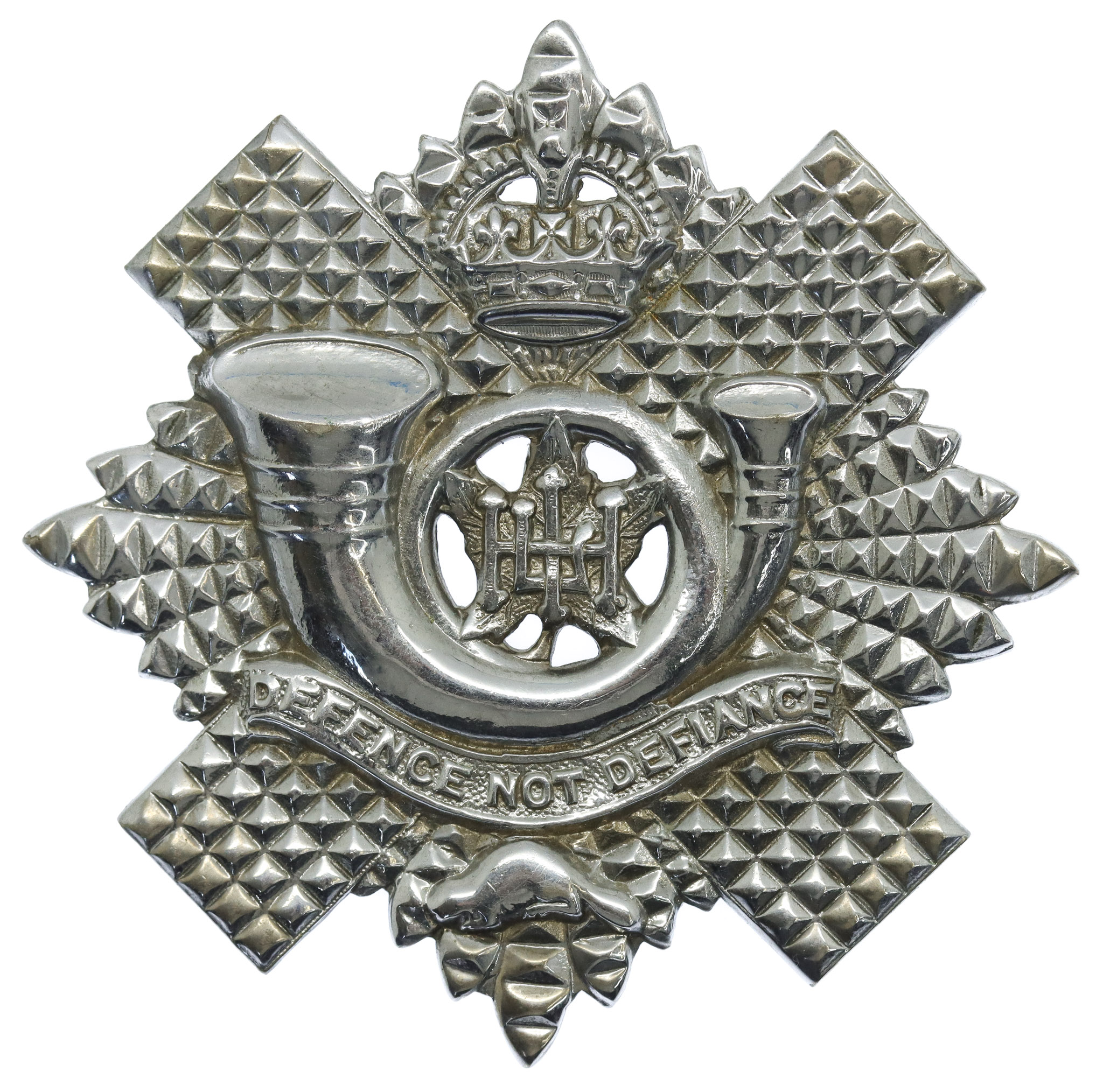 Canadian Highland Light Infantry of Canada Chrome Cap Badge - Queen's Crown