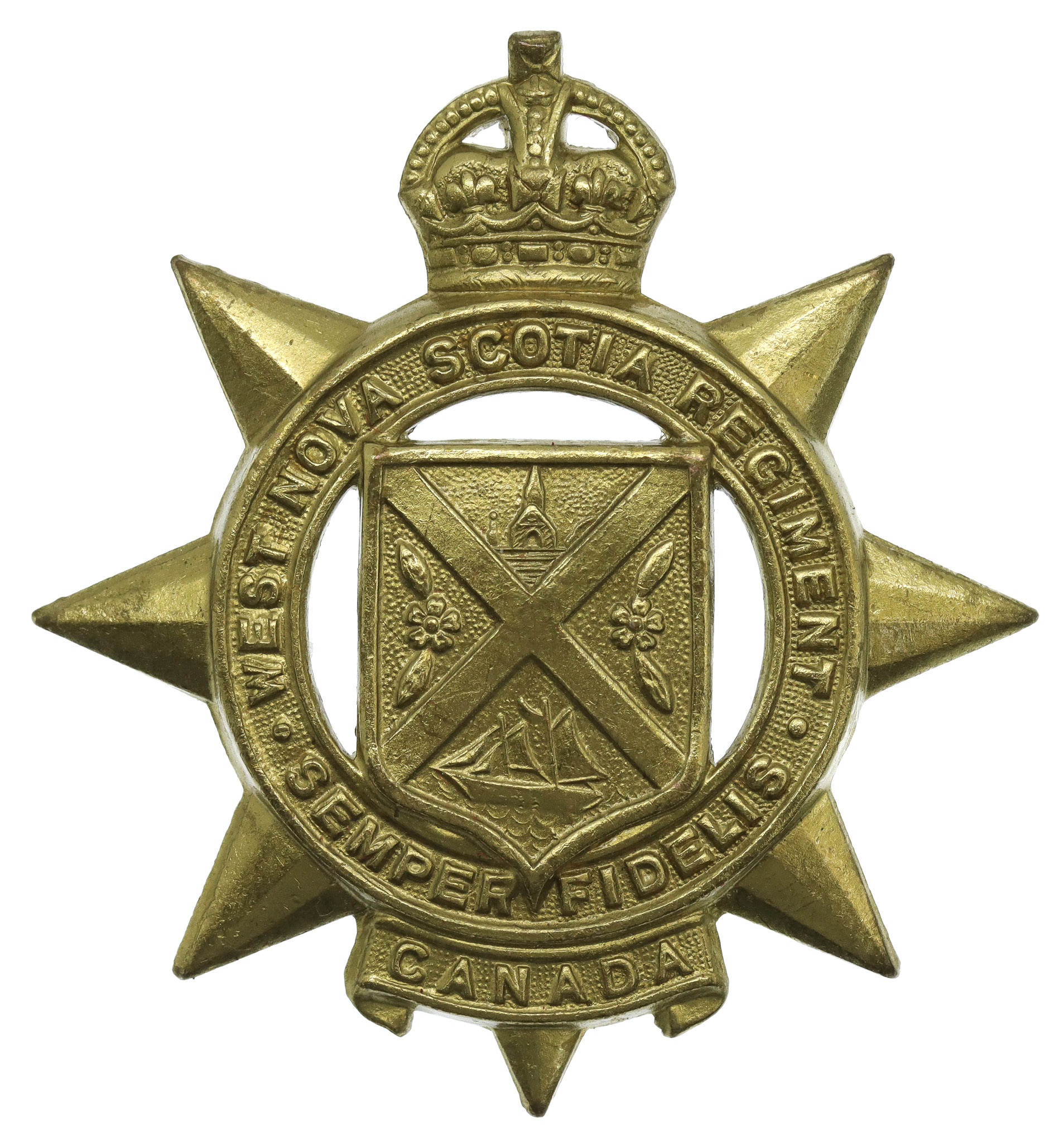 Canadian West Nova Scotia Regiment Cap Badge - King's Crown